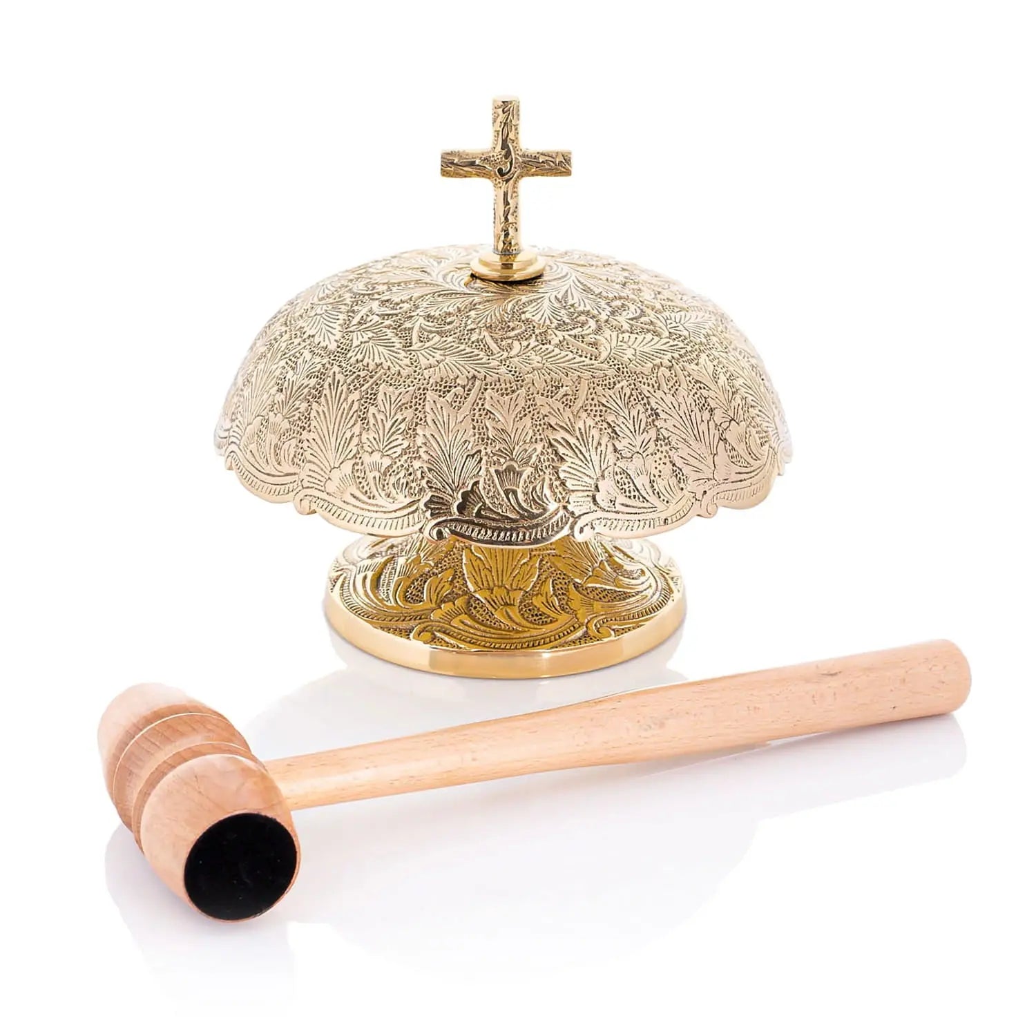 Gong litúrgico de latón con mazo de madera