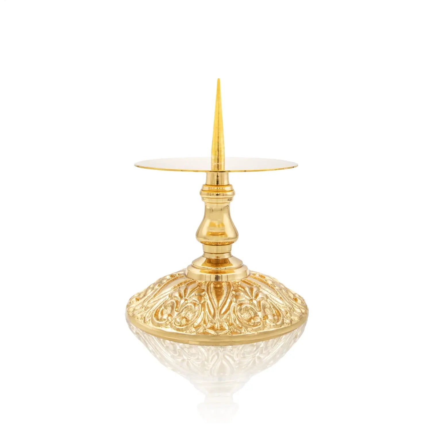 Candelabro de Altar de Latón con Base Decorativa – 9 cm