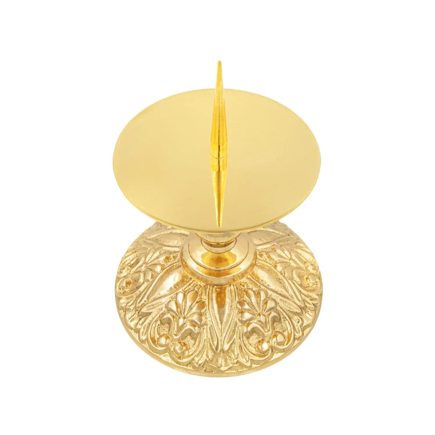 Candelabro de Altar de Latón con Base Decorativa – 9 cm