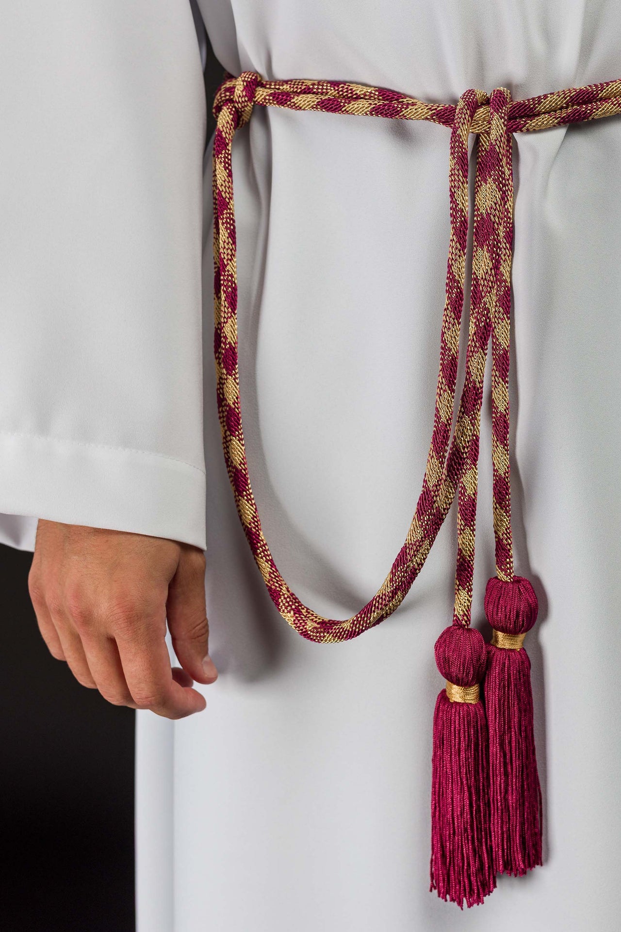 Cingulum litúrgico rojo-dorado premium