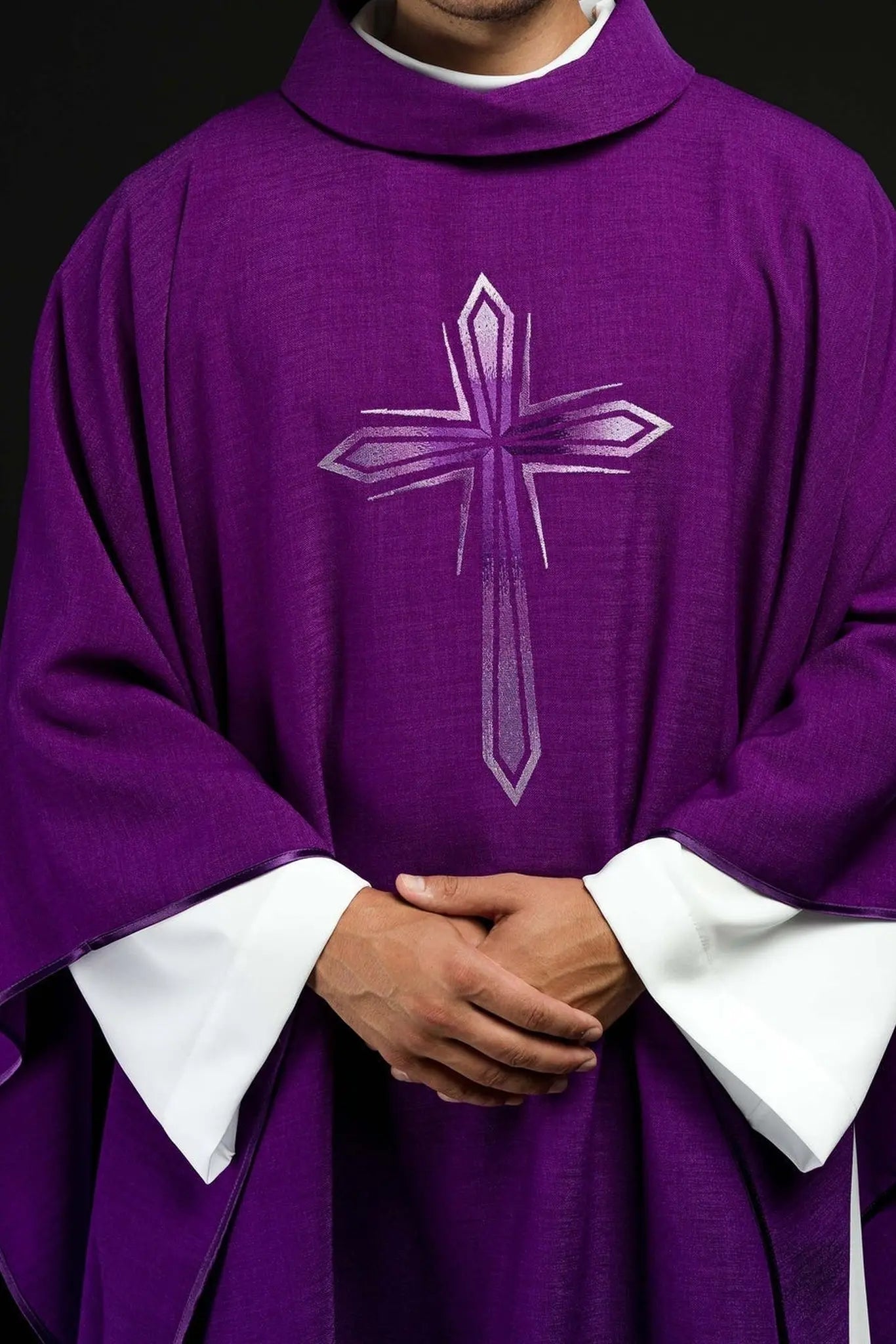 Embroidered chasuble in purple