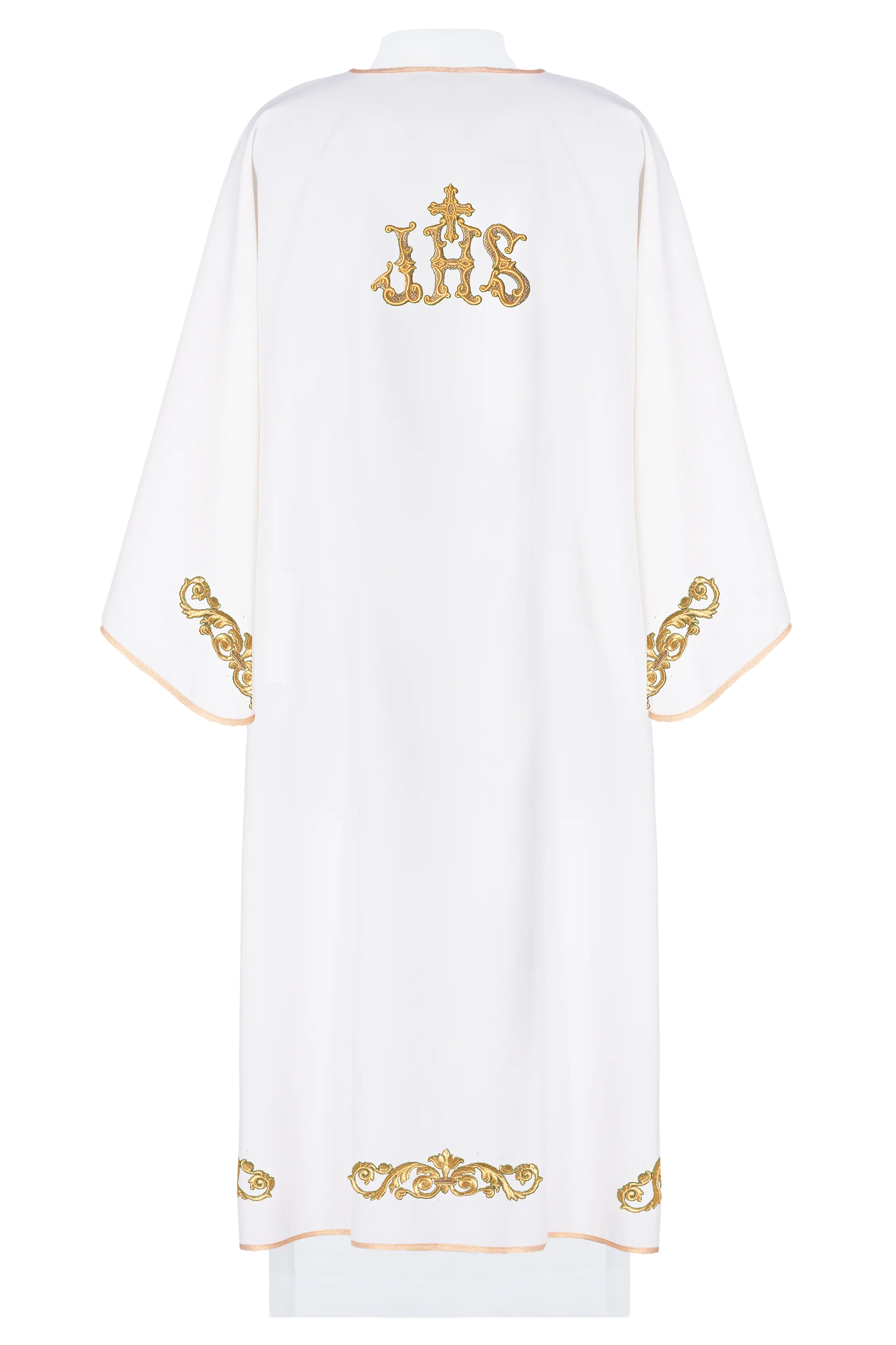 IHS embroidered ecru dalmatics