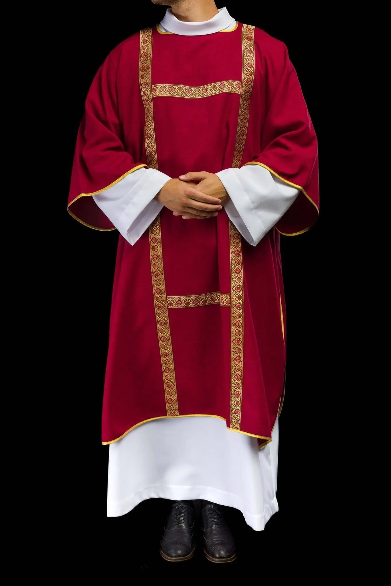 Red Dalmatic Decorated with Gold Jacquard Ribbons