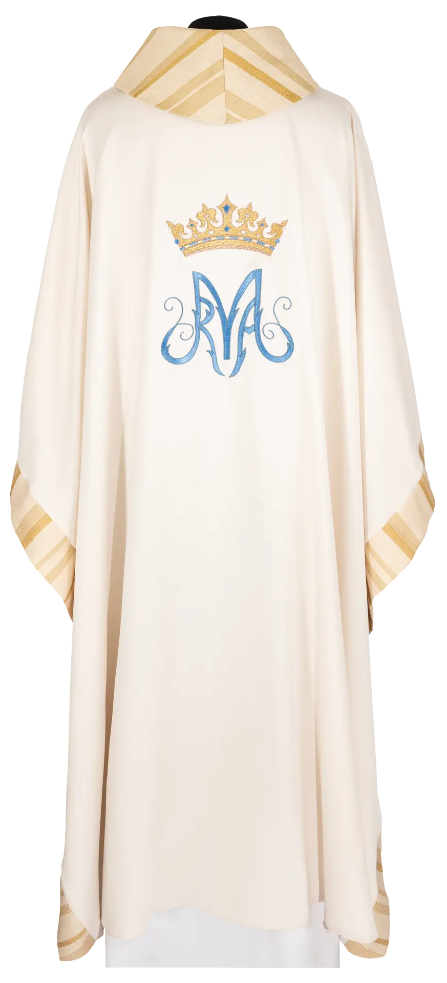 Embroidered ecru chasuble with a Marian motif