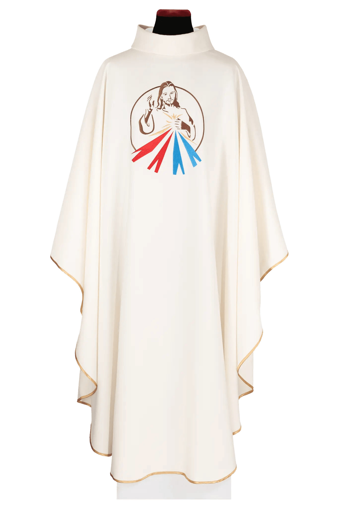 Casulla ecru con una imagen de la Divina Misericordia de Jesús