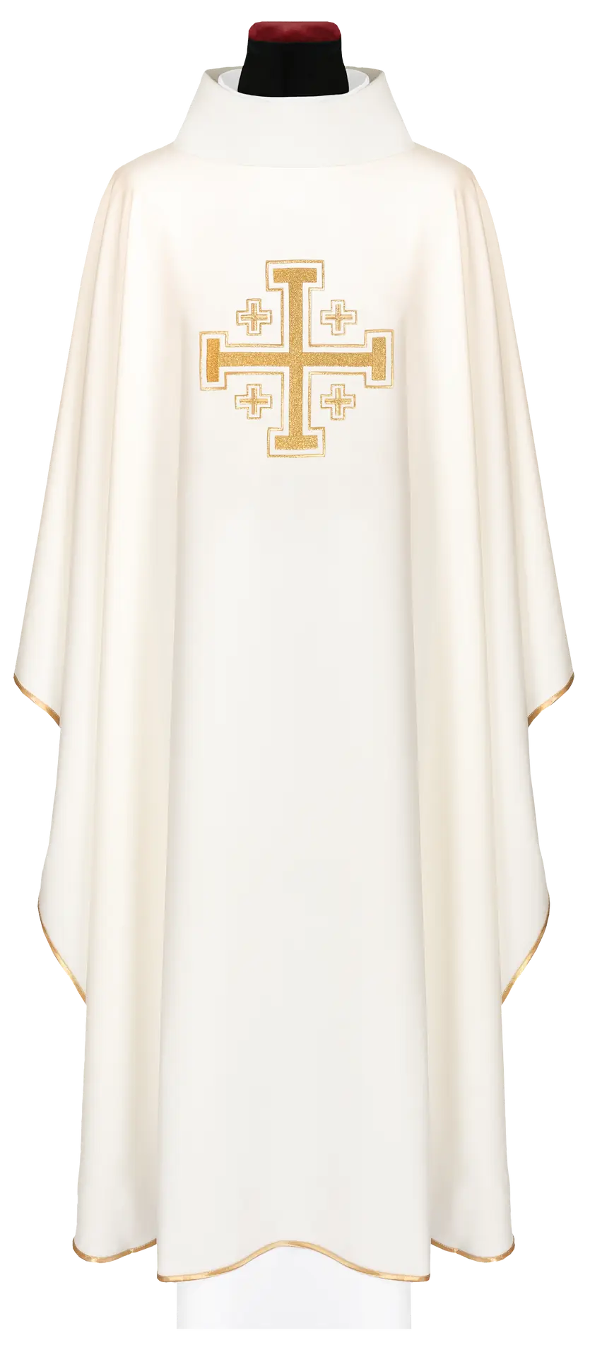 Ecru chasuble embroidered with a cross motif