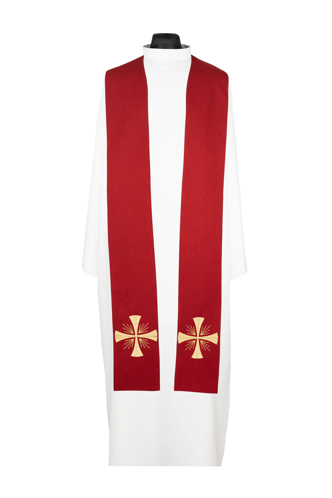 Embroidered priest stole with cross red