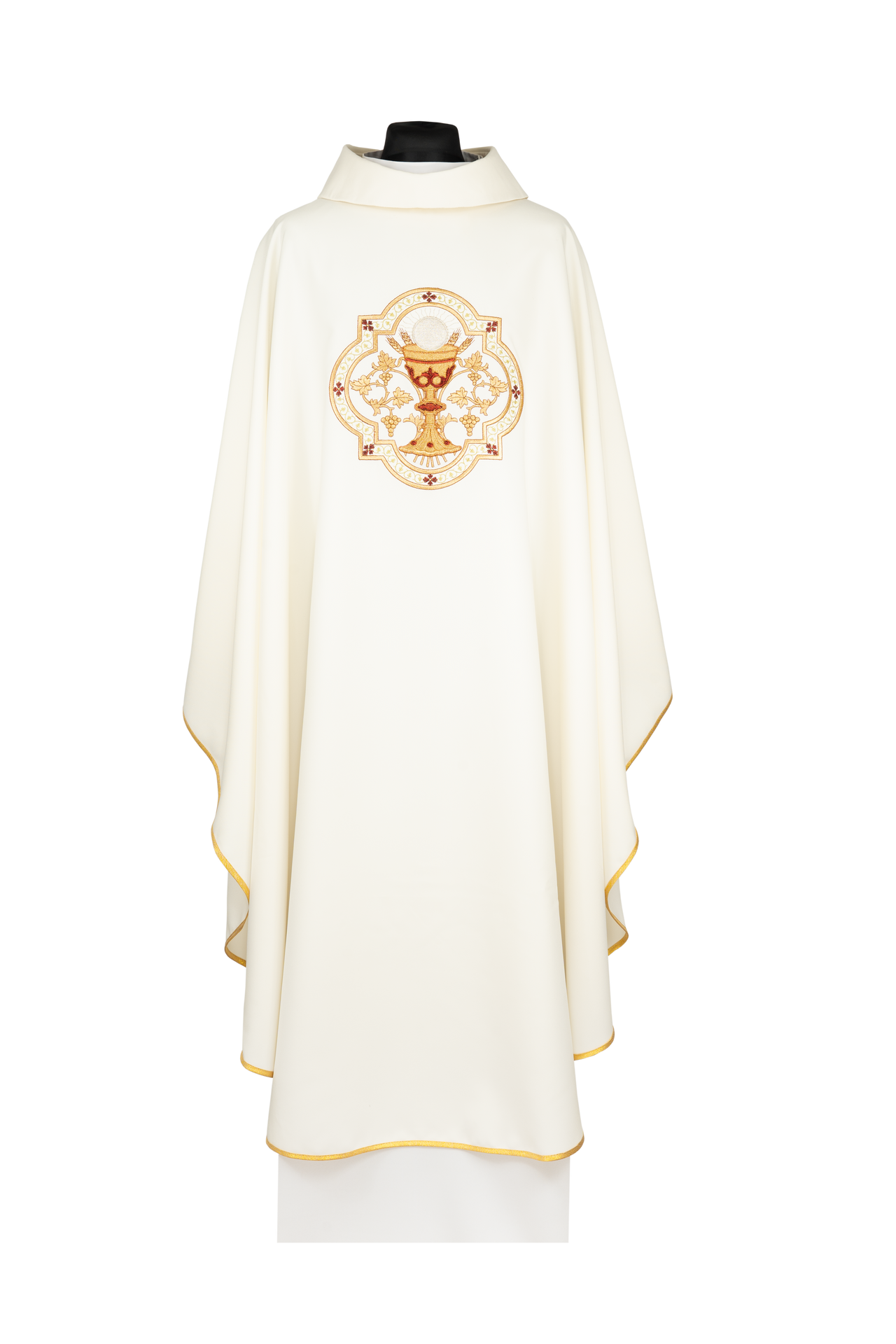 Ornat haftowany z motywem Kielicha eucharystycznego i IHS - ORNATY.PL