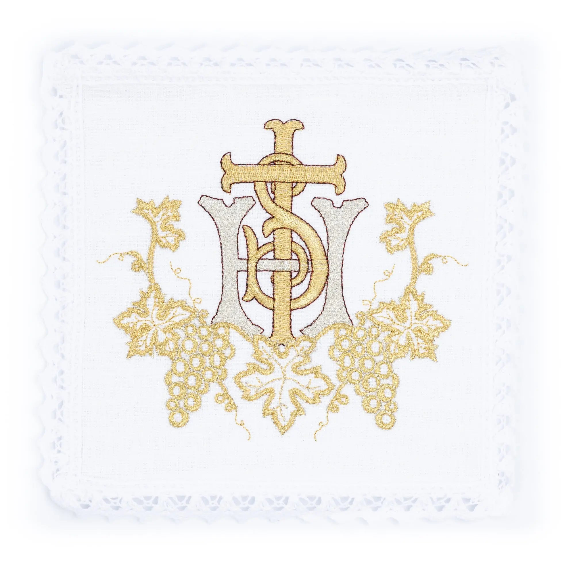 Linen chalice linen with delicate gold IHS embroidery