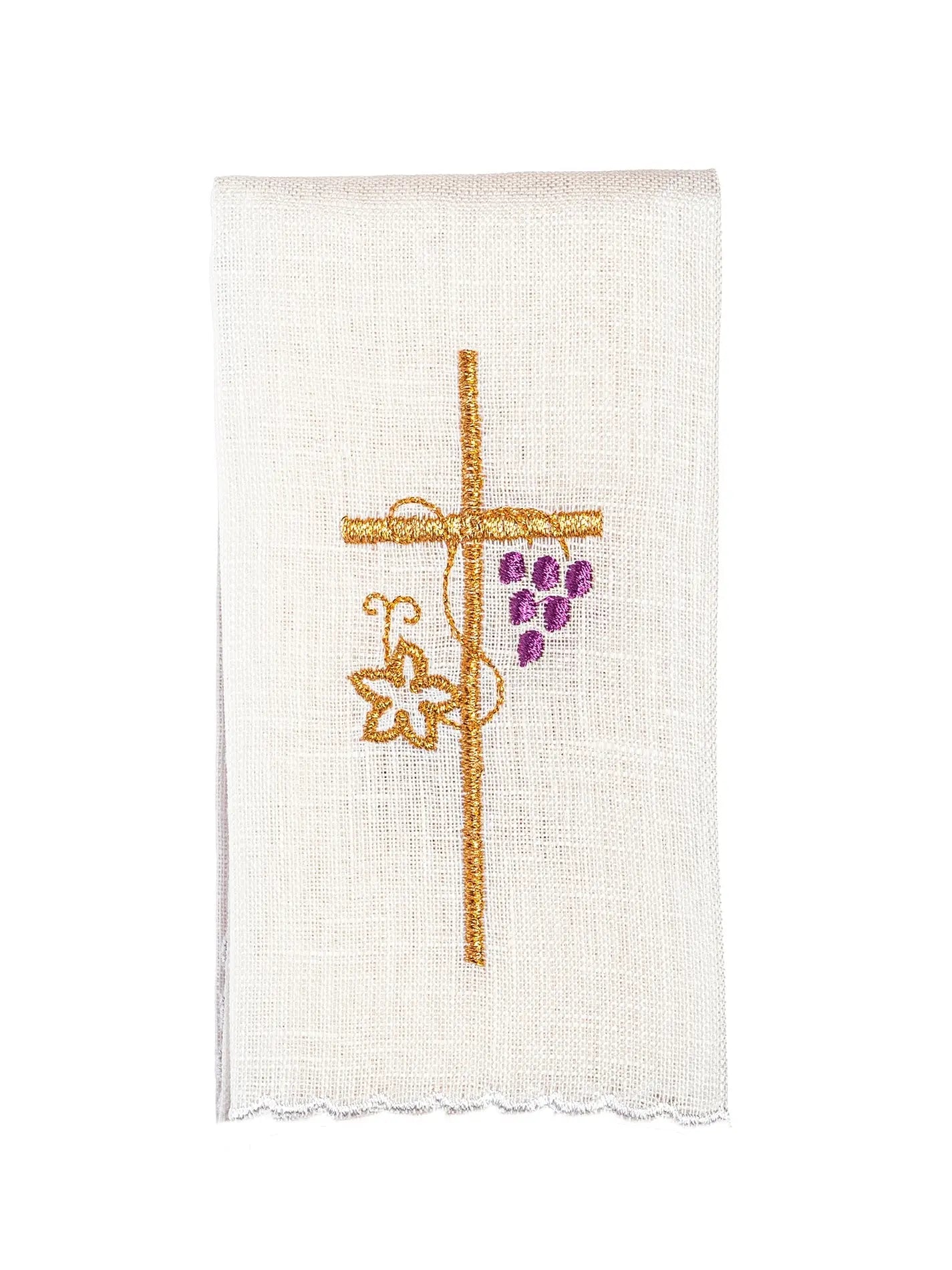 Lino de cáliz lino bordado IHS Cruz de uva