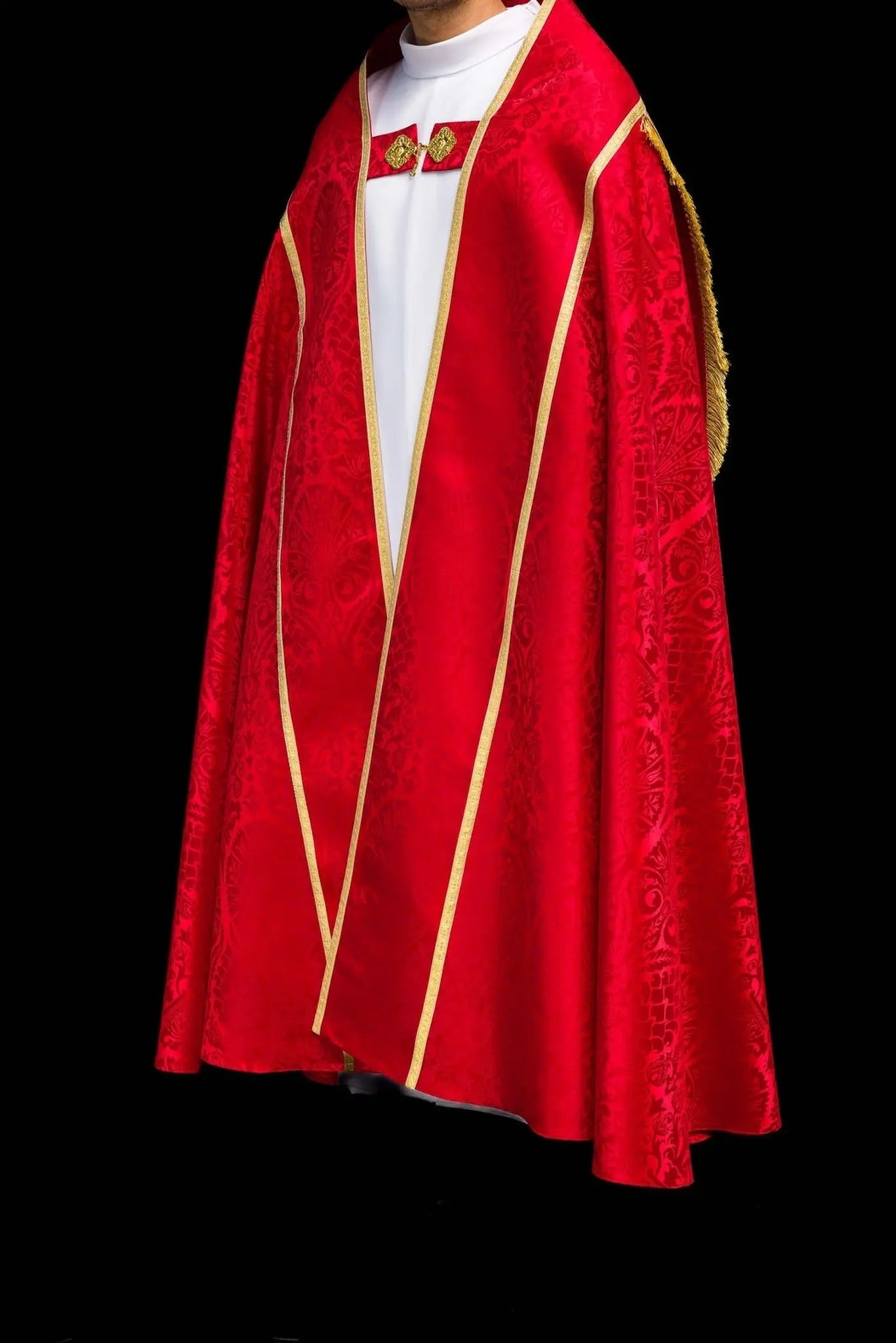 Casulla romana lisa de jacquard roja