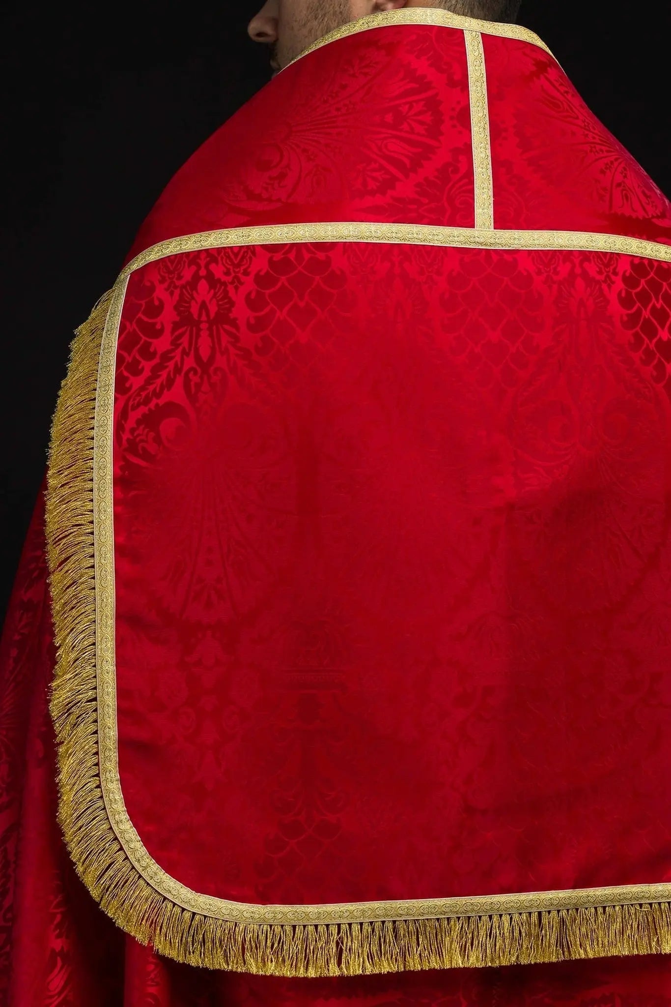 Plain Jacquard Roman Cope Red