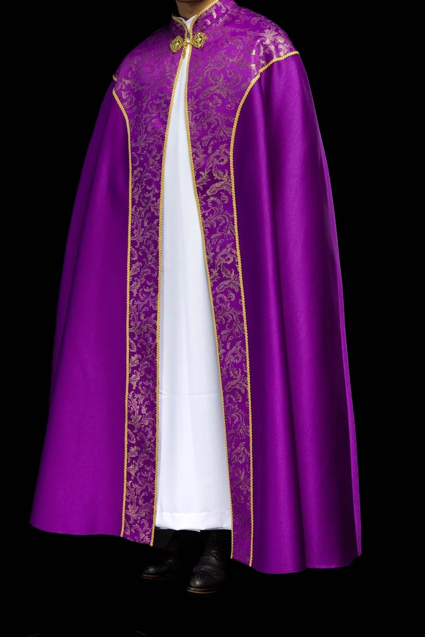 Purple Liturgical Cope with Gold Jacquard Ornament