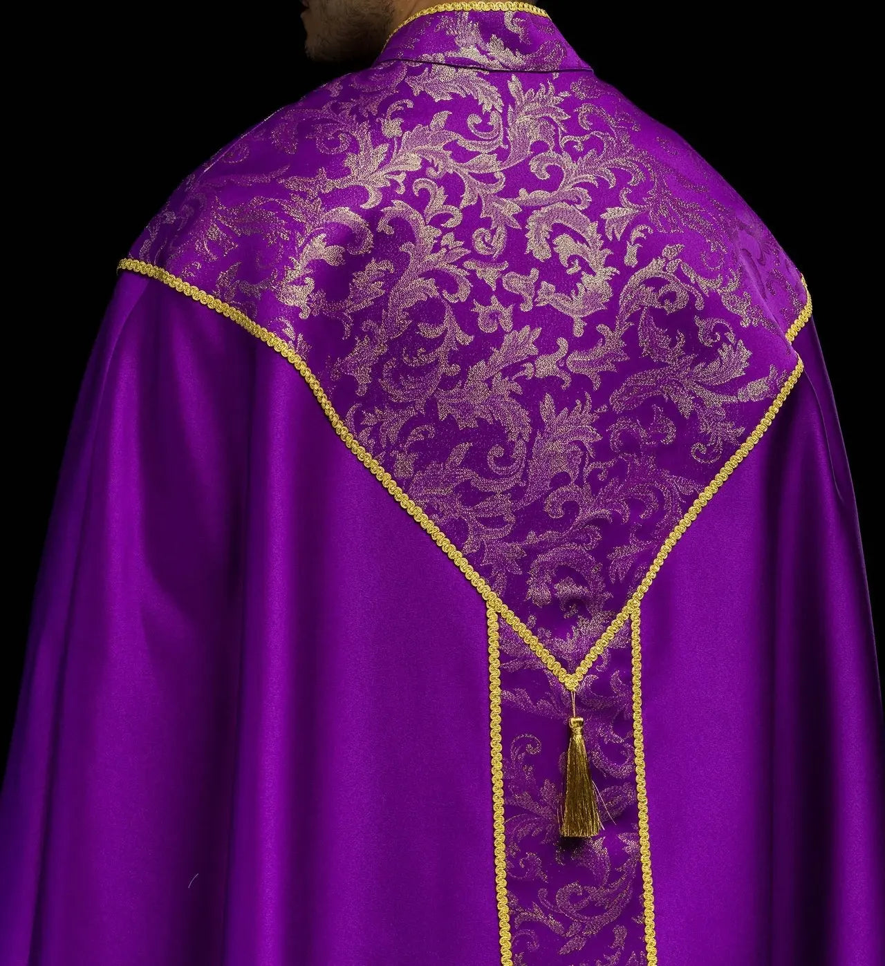 Purple Liturgical Cope with Gold Jacquard Ornament