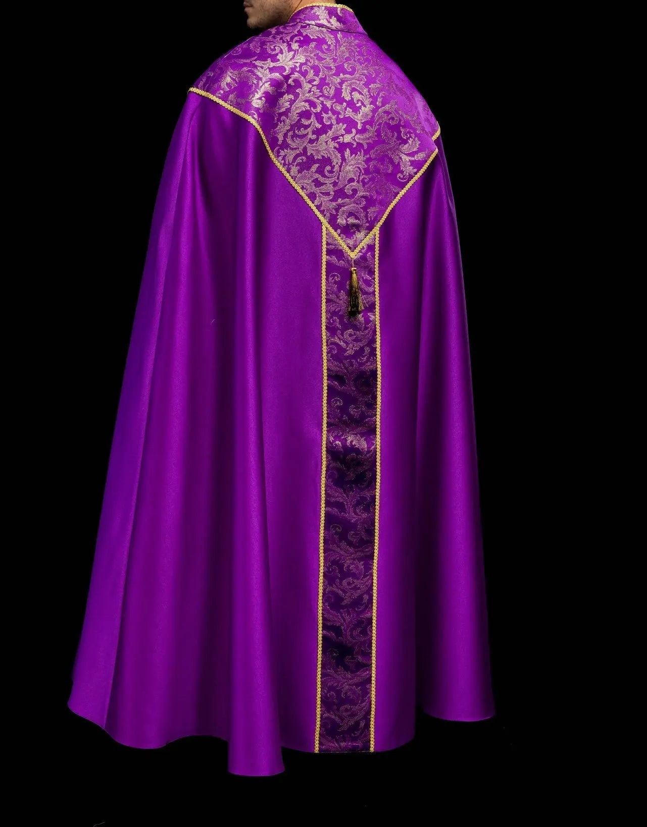 Purple Liturgical Cope with Gold Jacquard Ornament