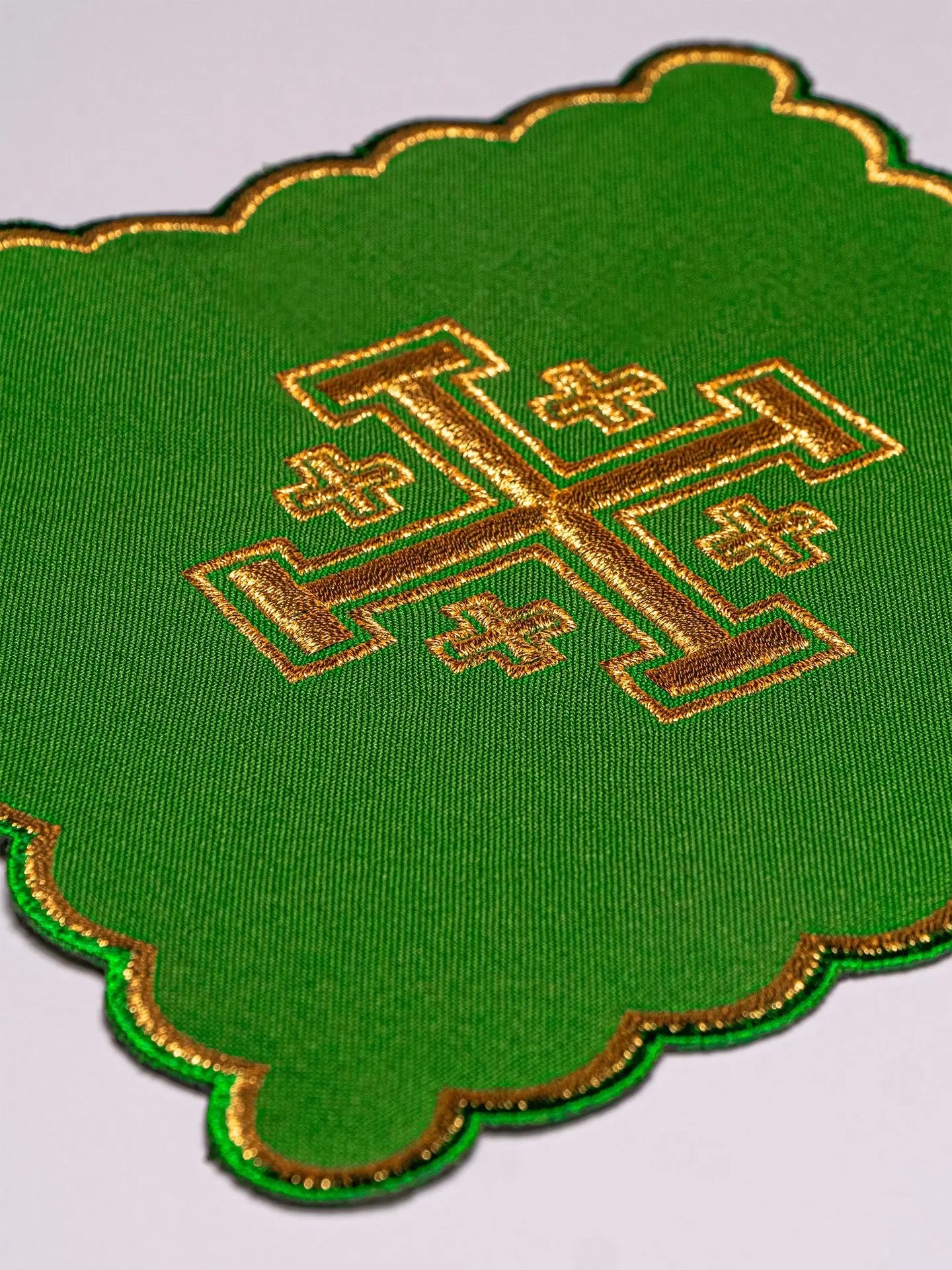 Set of Chalice Palls with Embroidered Jerusalem Cross in Four Liturgical Colors