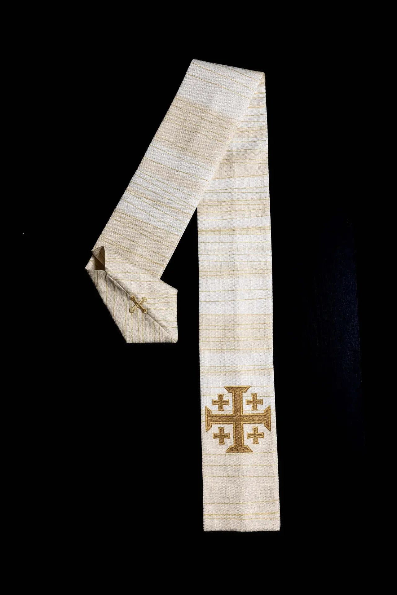 Casulla impresa con Cruz de Jerusalén color crudo