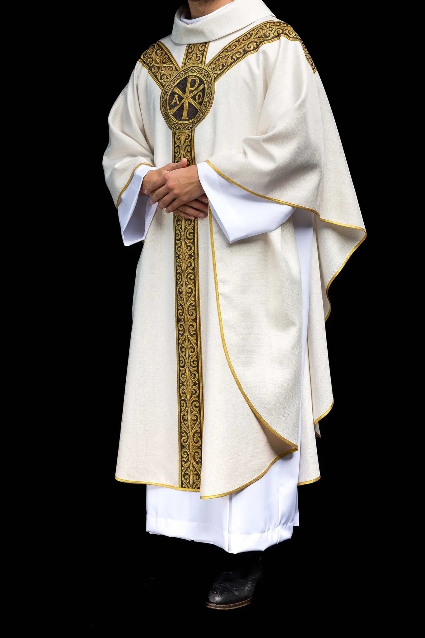 Printed “Pax” Chasuble Ecru with Rich Gold Decoration