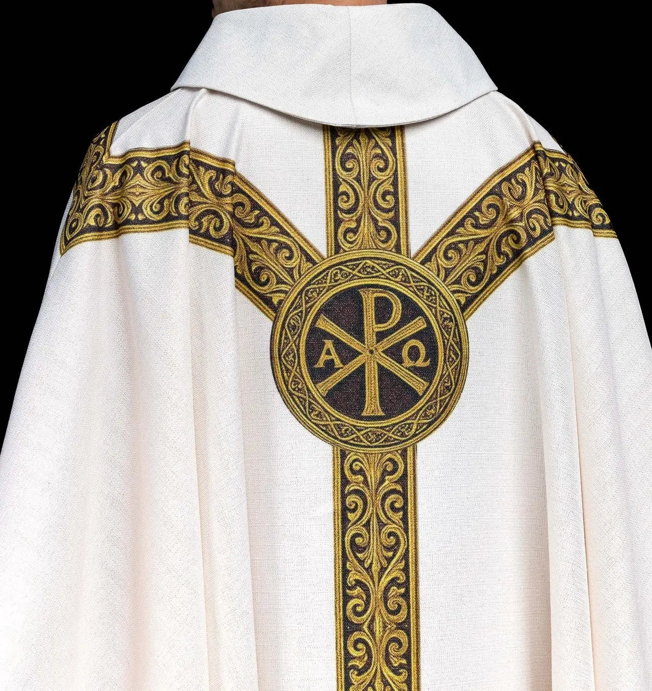 Printed “Pax” Chasuble Ecru with Rich Gold Decoration