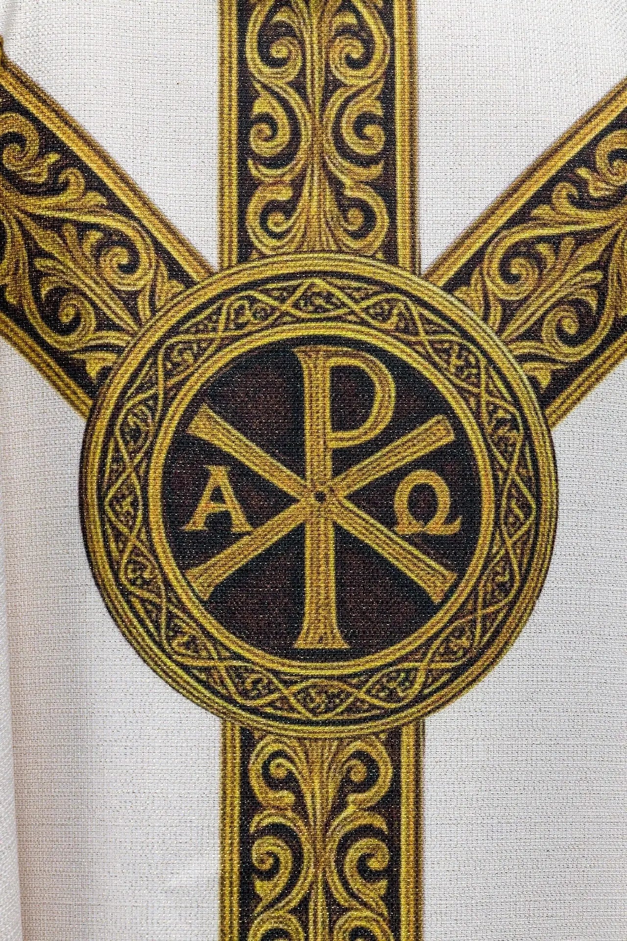 Printed “Pax” Chasuble Ecru with Rich Gold Decoration