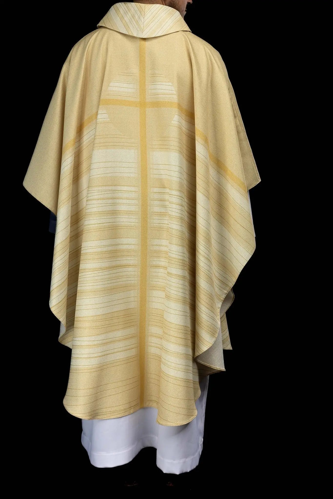 Ecru Printed Chasuble with Cross Motif