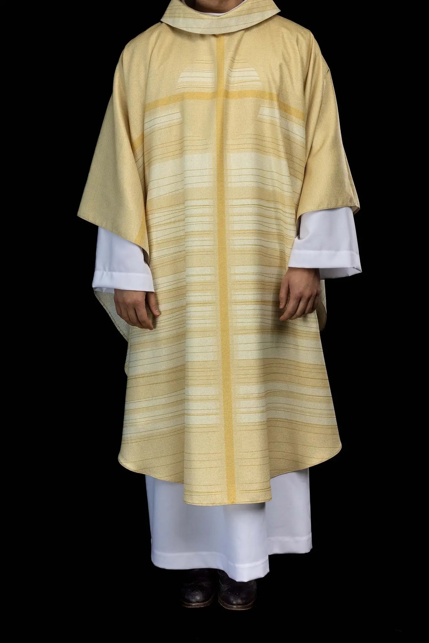 Ecru Printed Chasuble with Cross Motif
