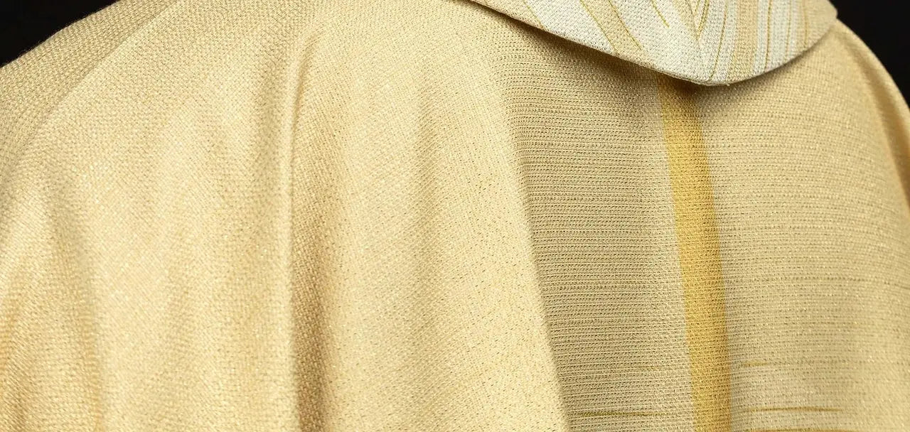 Ecru Printed Chasuble with Cross Motif
