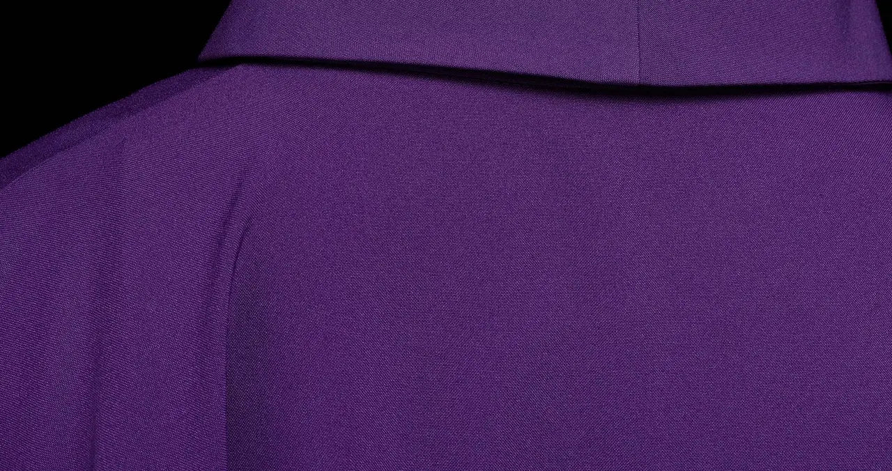 Purple embroidered chasuble with IHS Cross