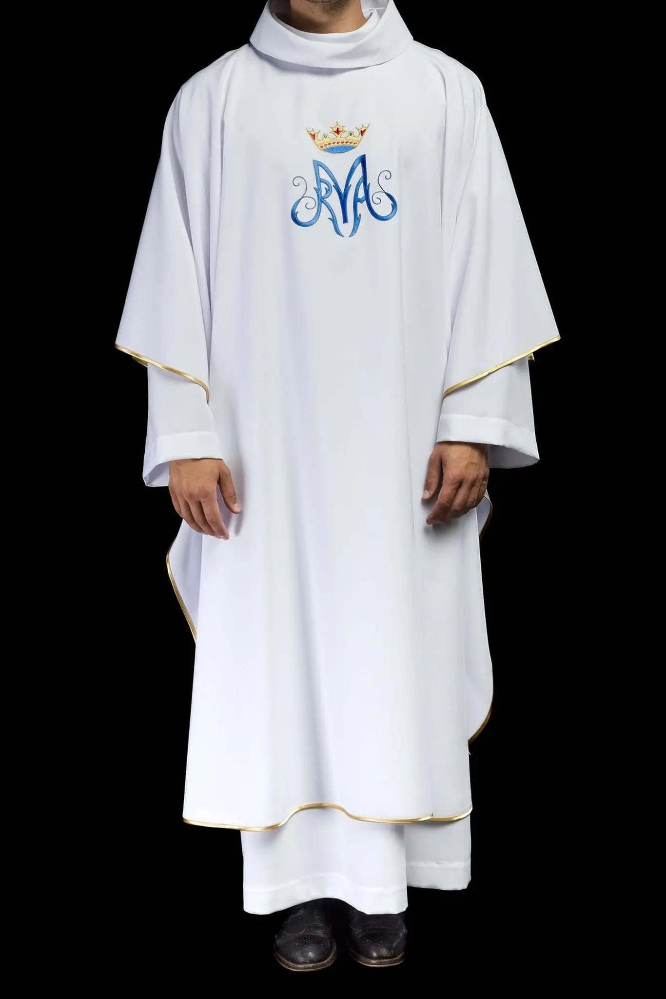 Casulla litúrgica blanca mariana
