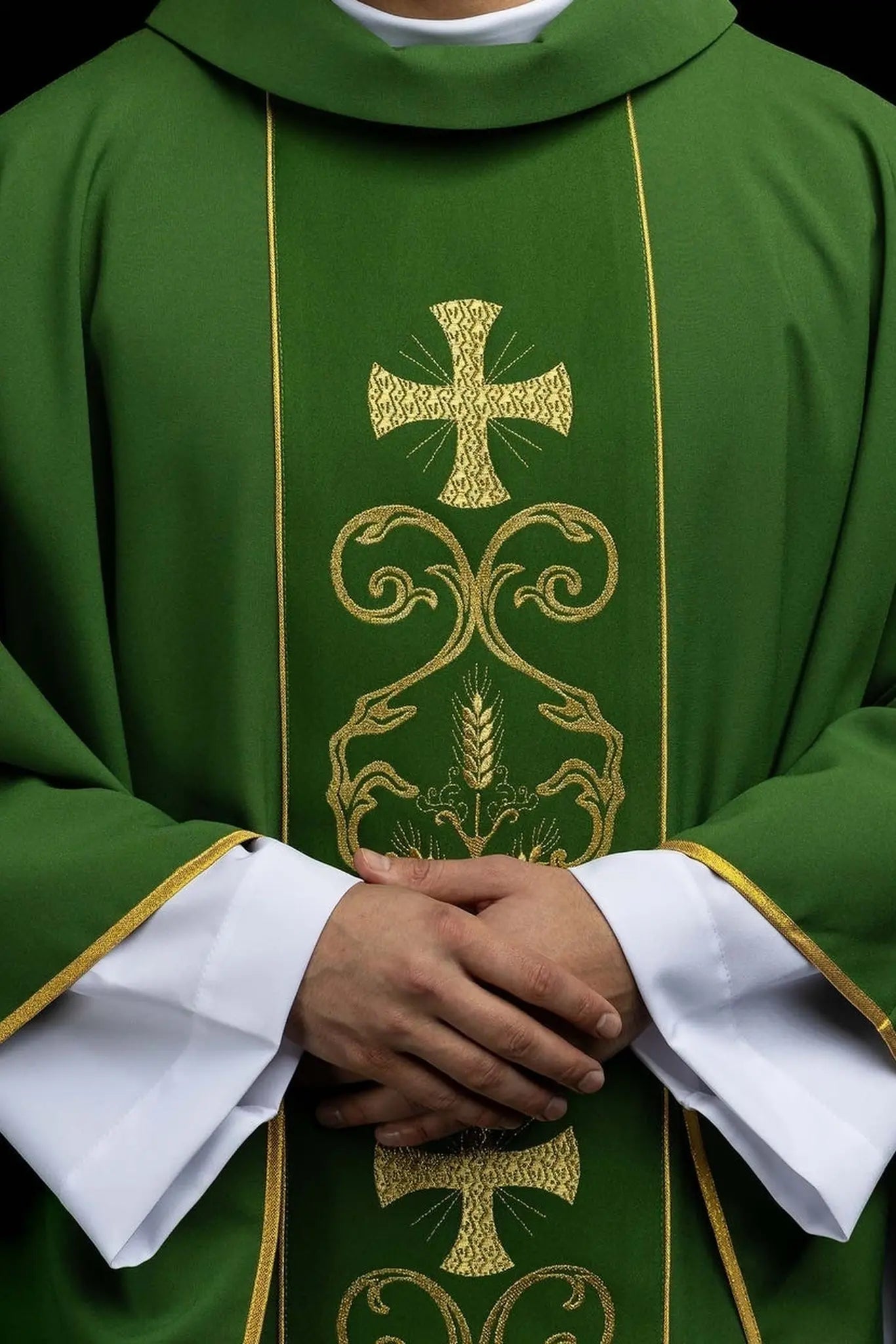 Green Chasuble with Embroidered Eucharistic Orphrey