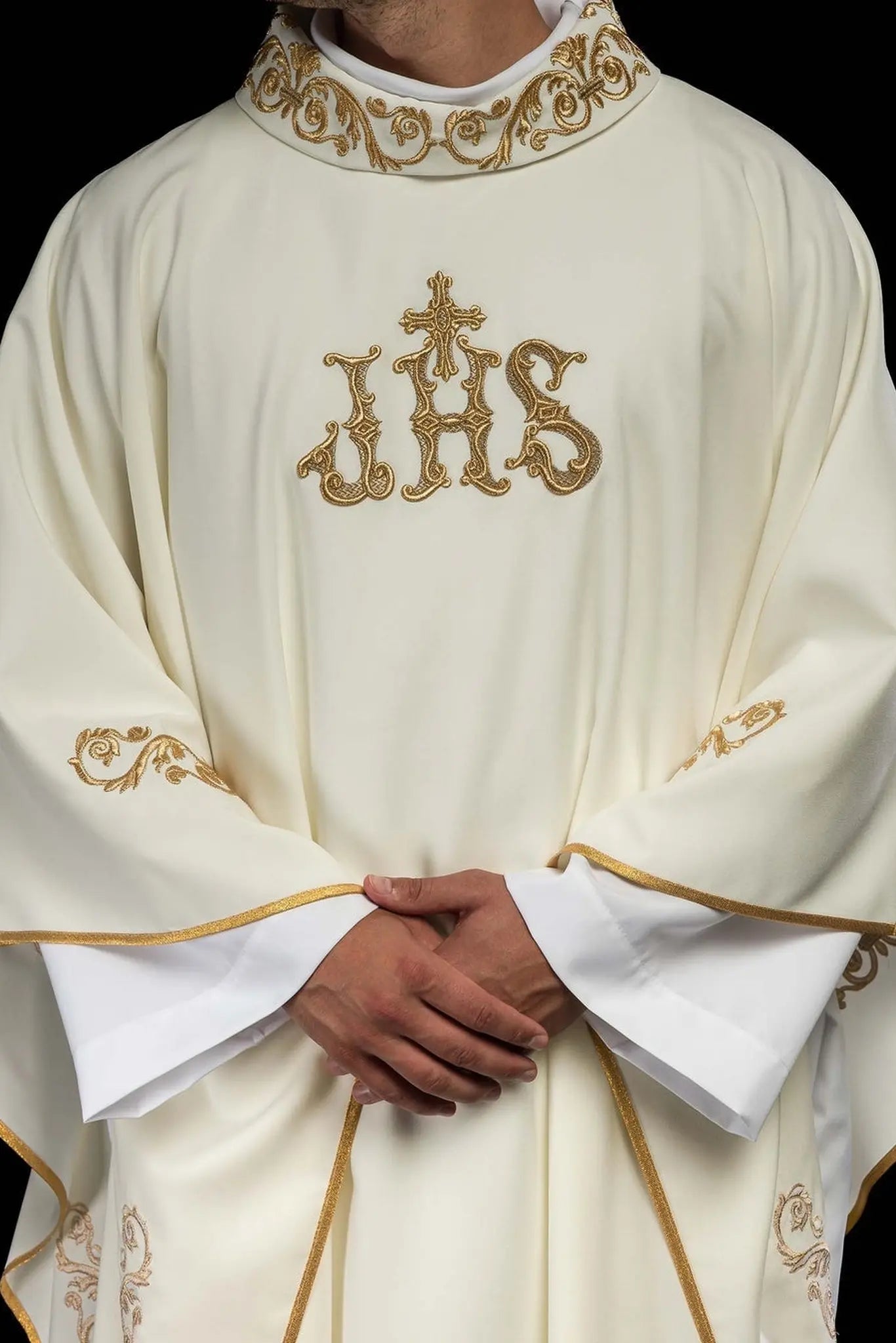 Chasuble with decorated trim and IHS motif