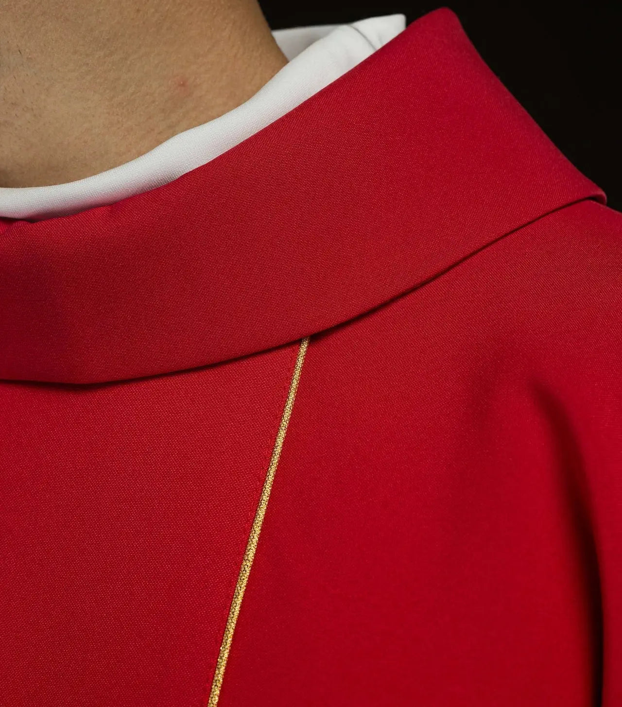 Red IHS embroidered chasuble with ornaments