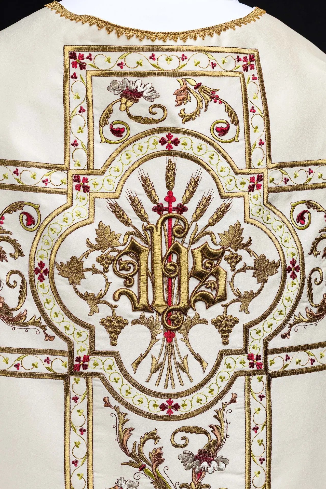 Roman chasuble embroidered with IHS motif