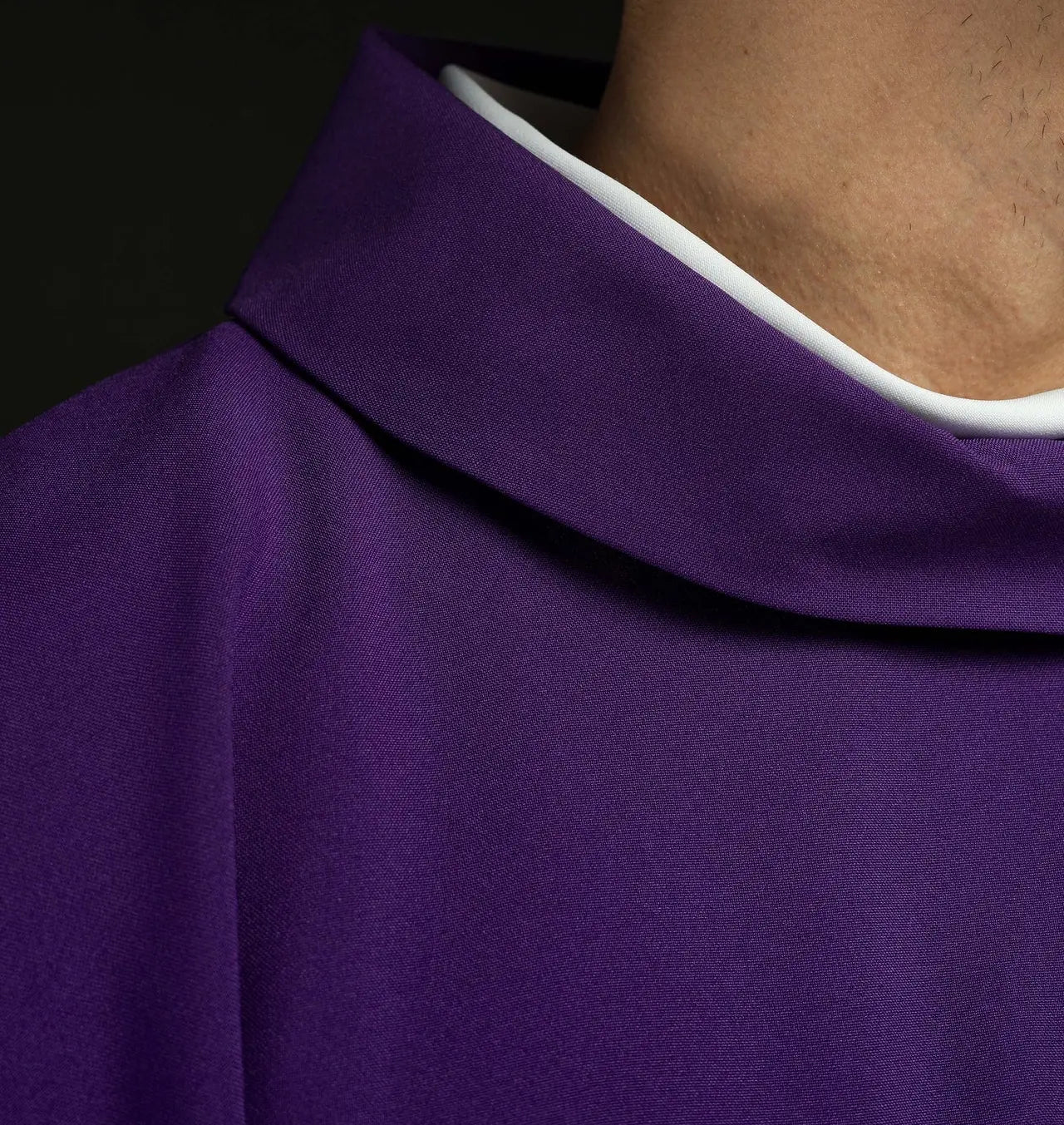 Purple embroidered chasuble with cross and JHS