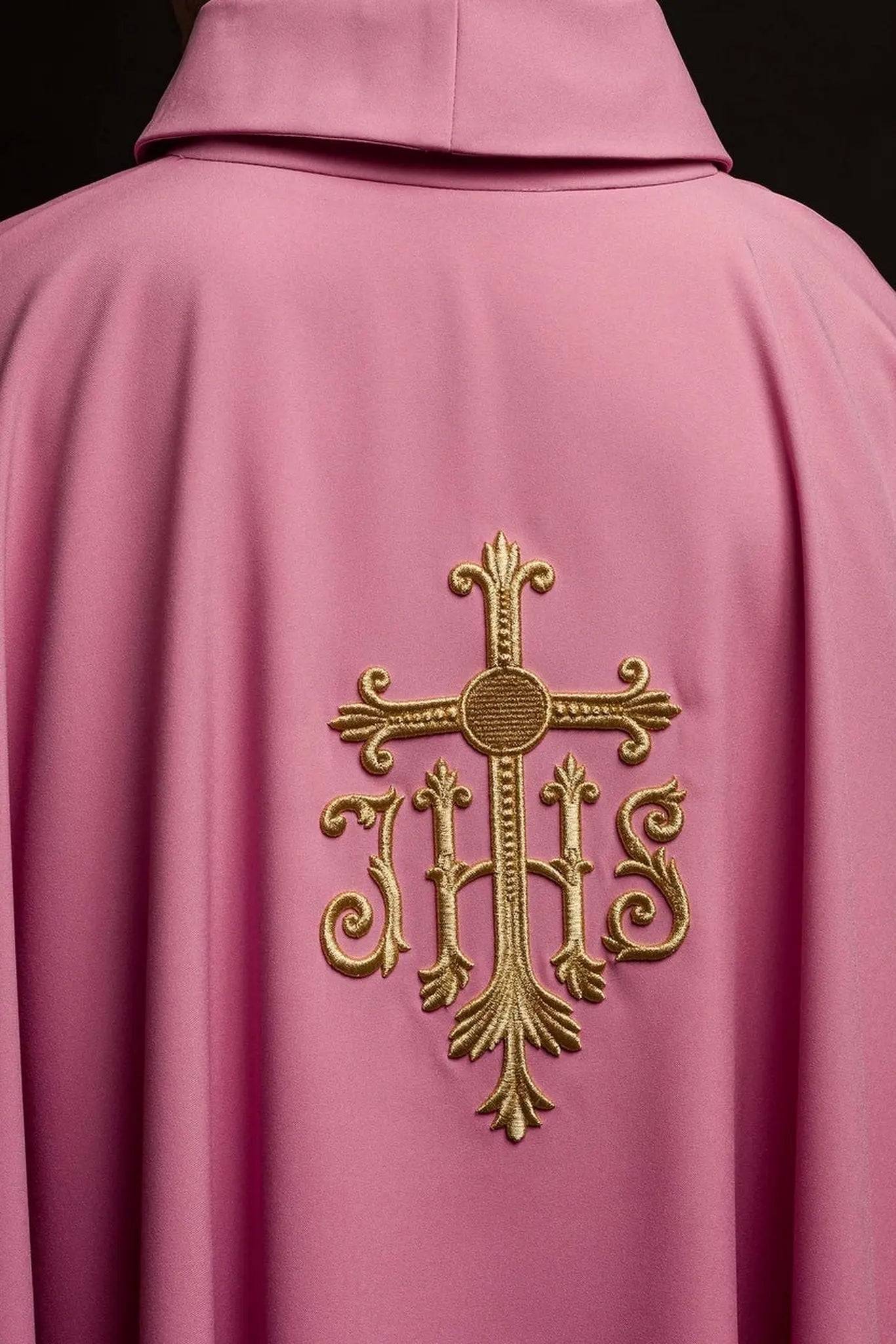 JHS pink chasuble with raised embroidery