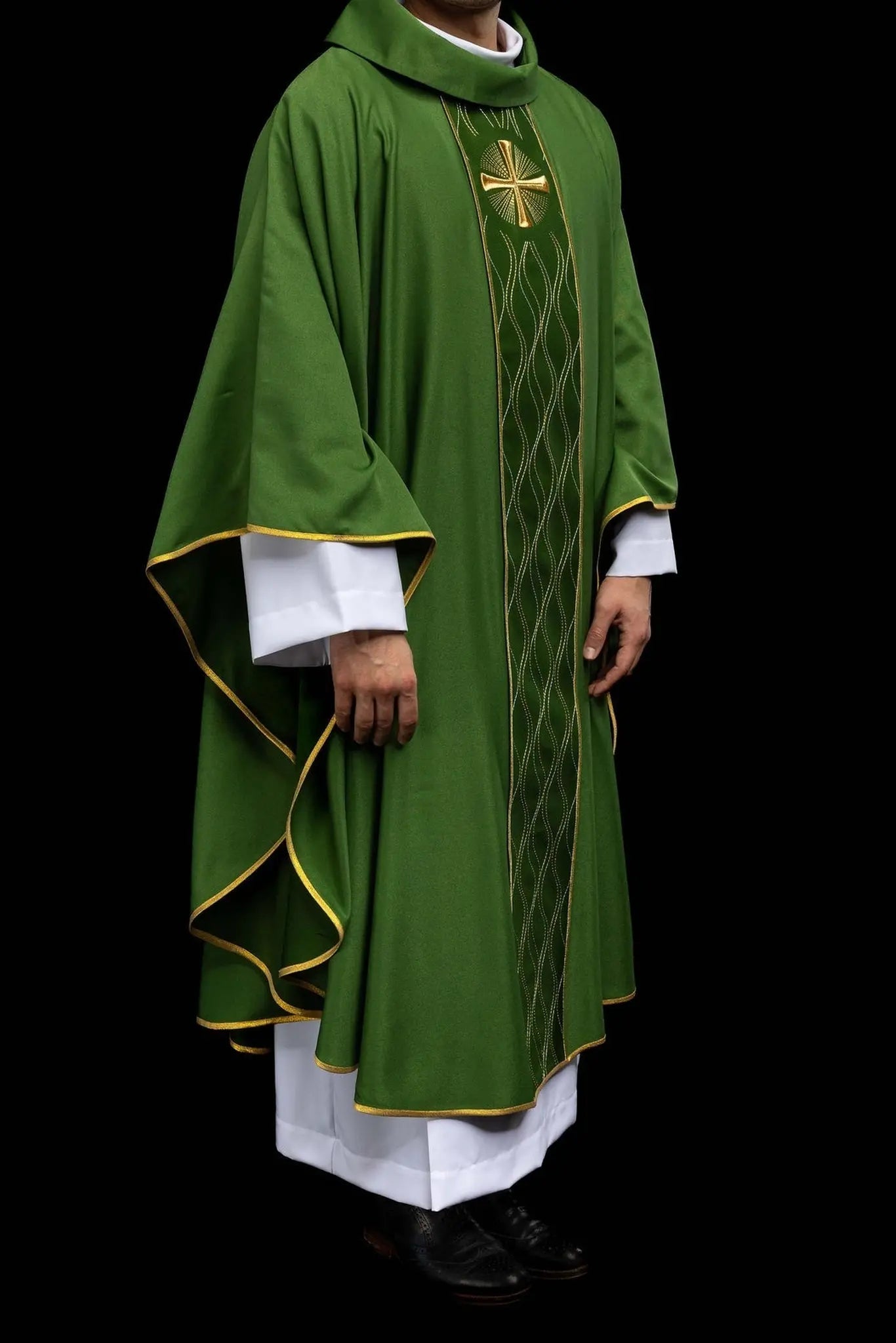 Green Chasuble with Gold Cross Embroidery