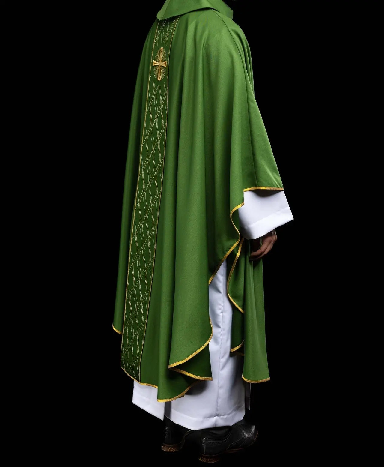 Green Chasuble with Gold Cross Embroidery
