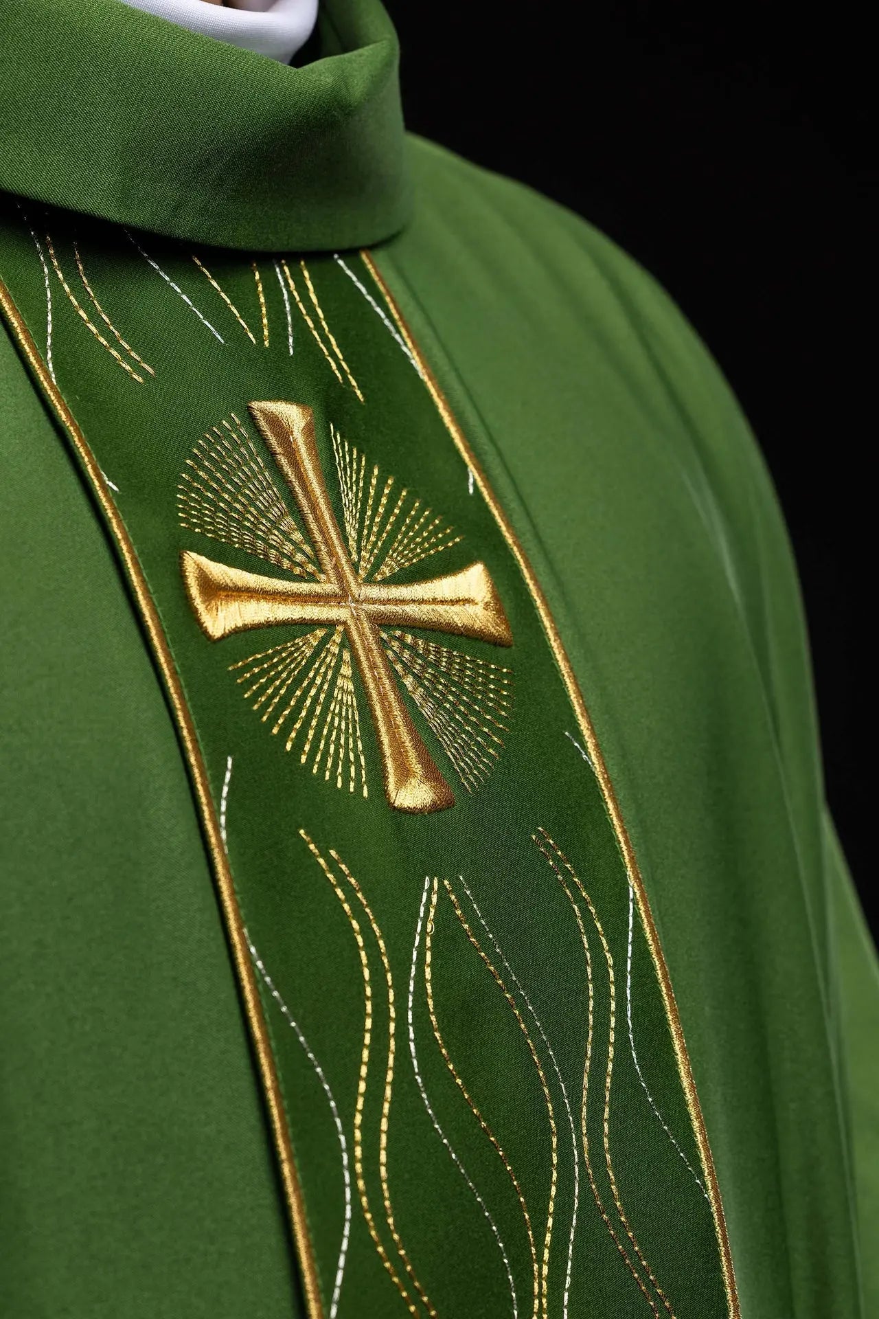 Green Chasuble with Gold Cross Embroidery