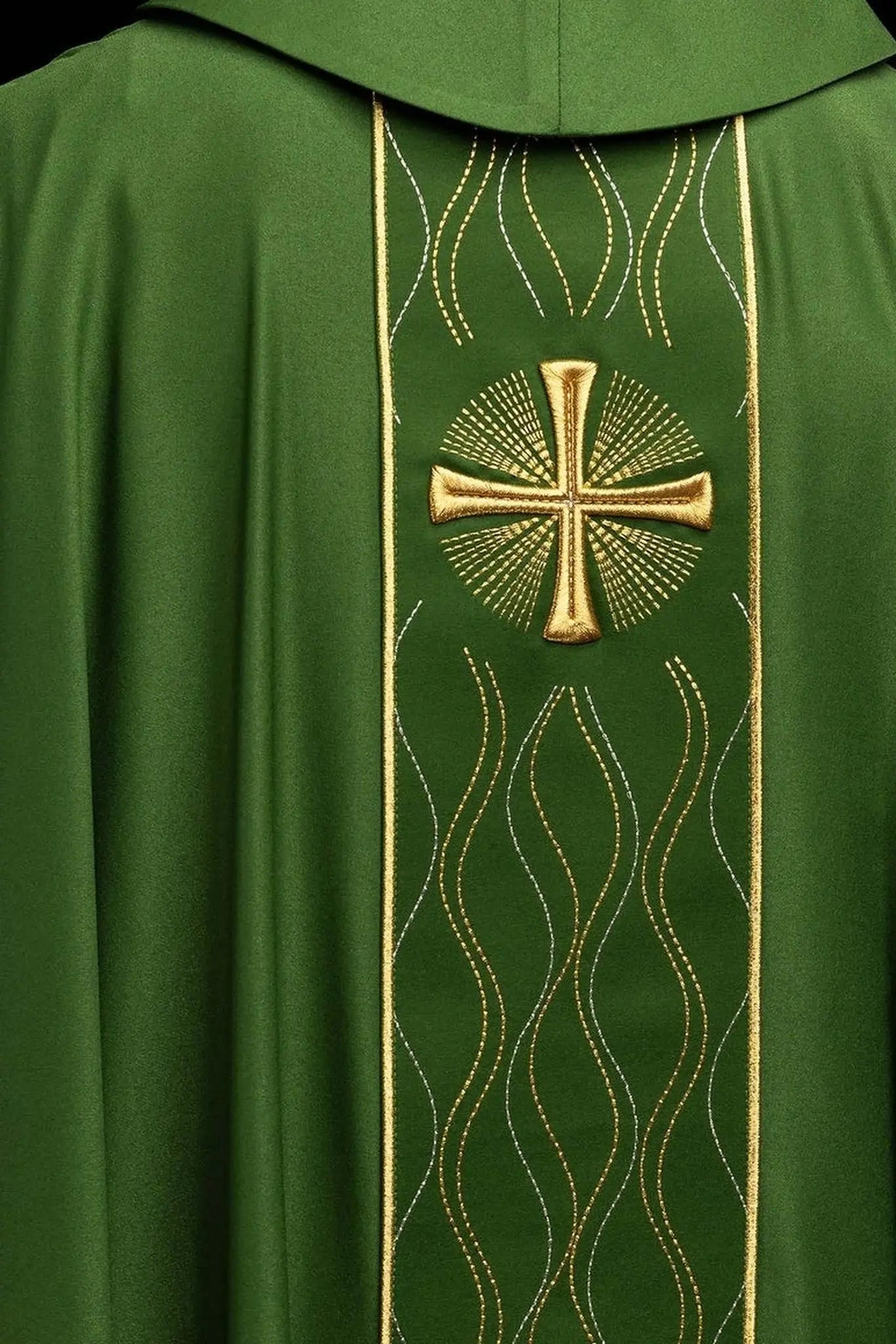 Green Chasuble with Gold Cross Embroidery