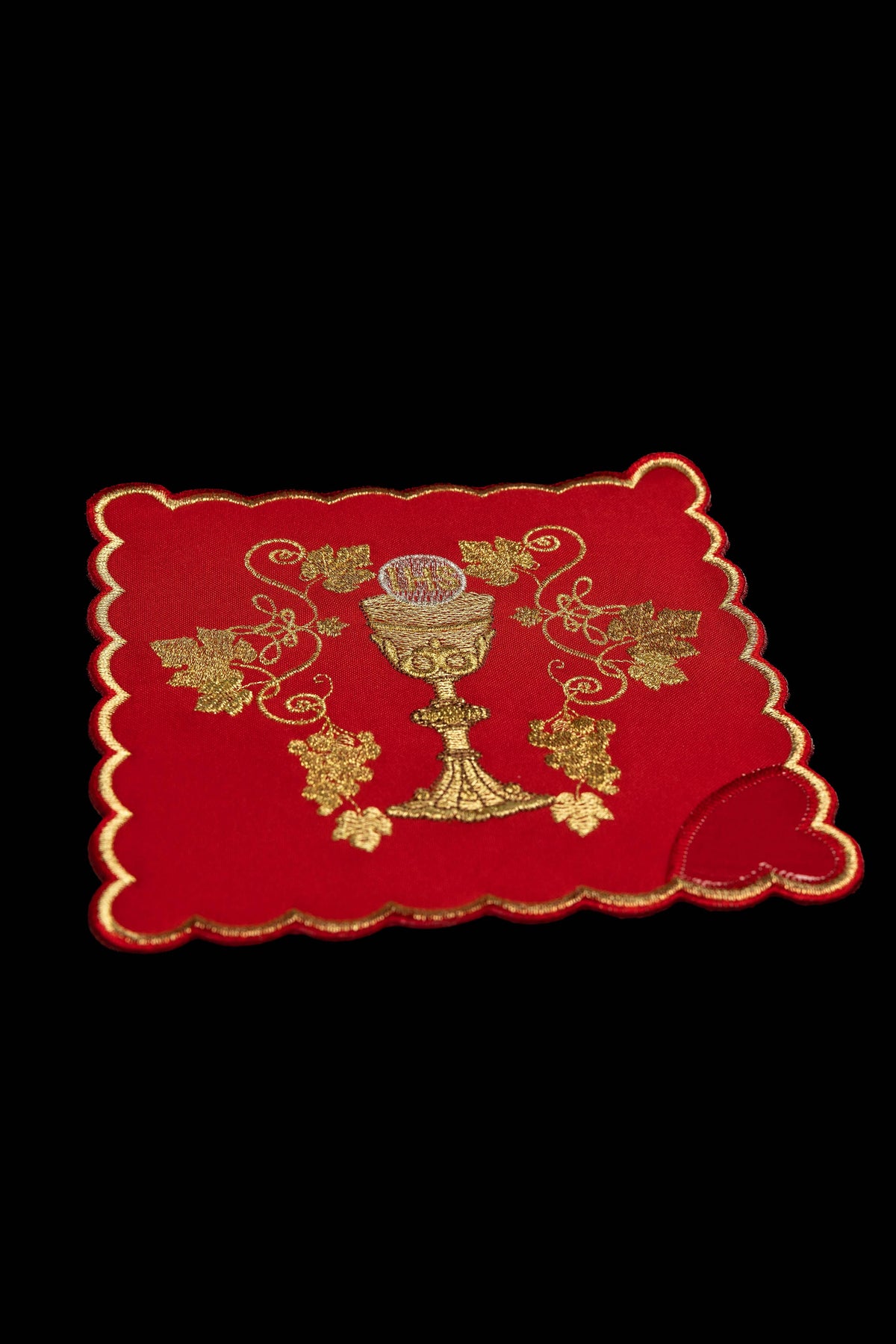 Juego de palias de cuatro colores litúrgicos con bordado de cáliz e IHS