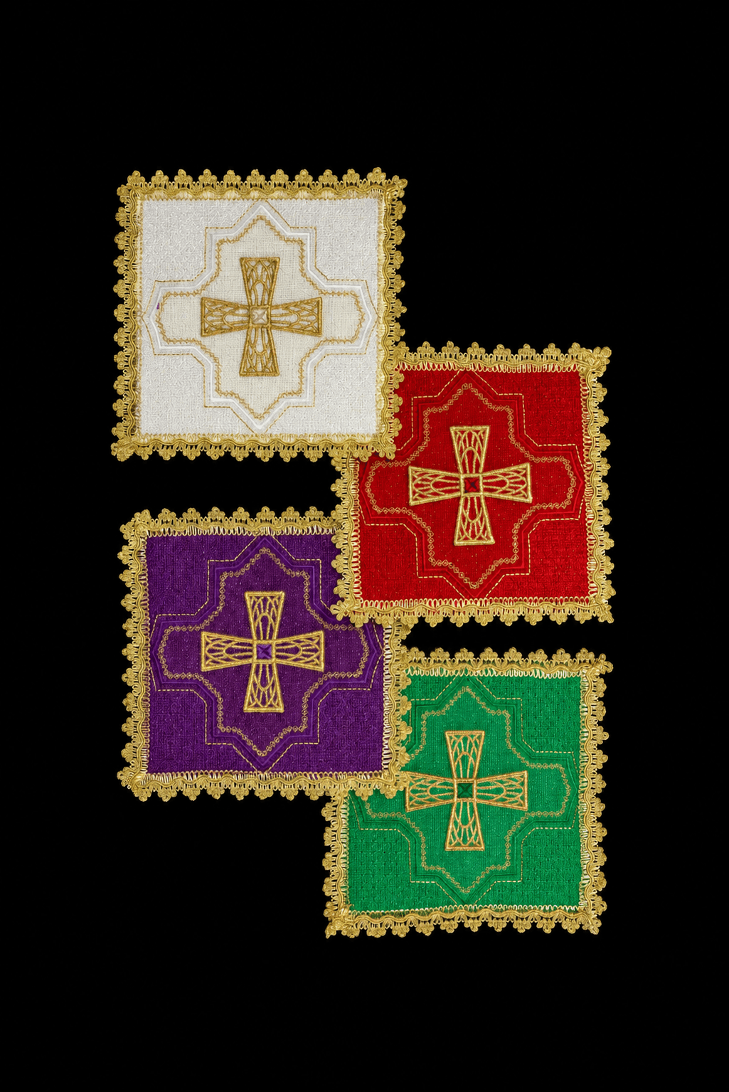 Juego de estacas en cuatro colores litúrgicos