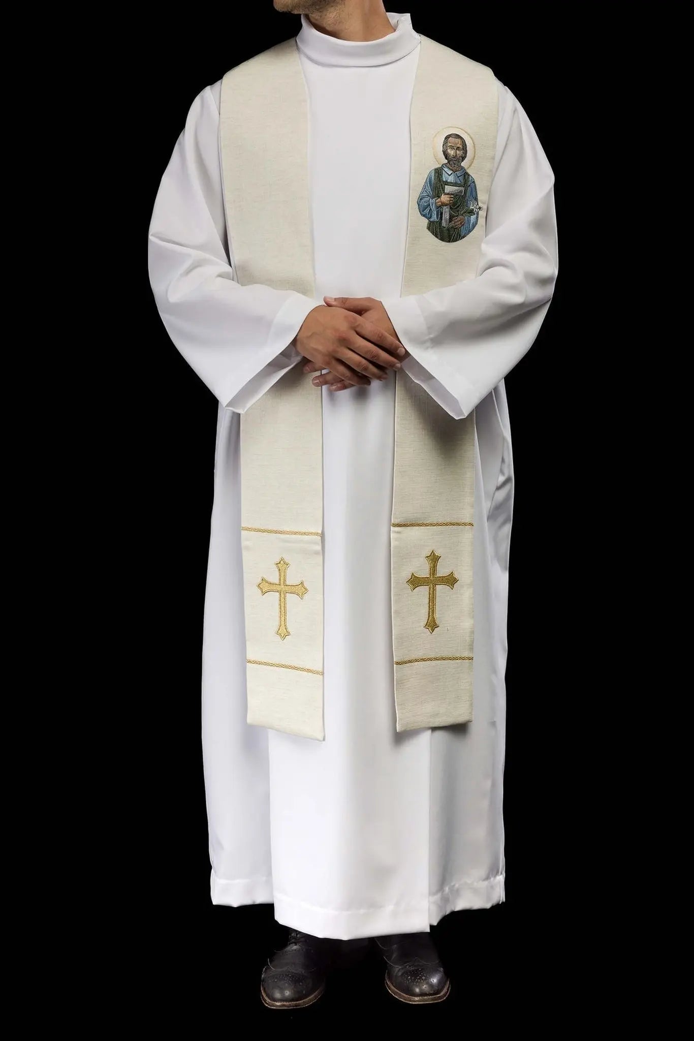 Estola bordada con la imagen de San José Obrero