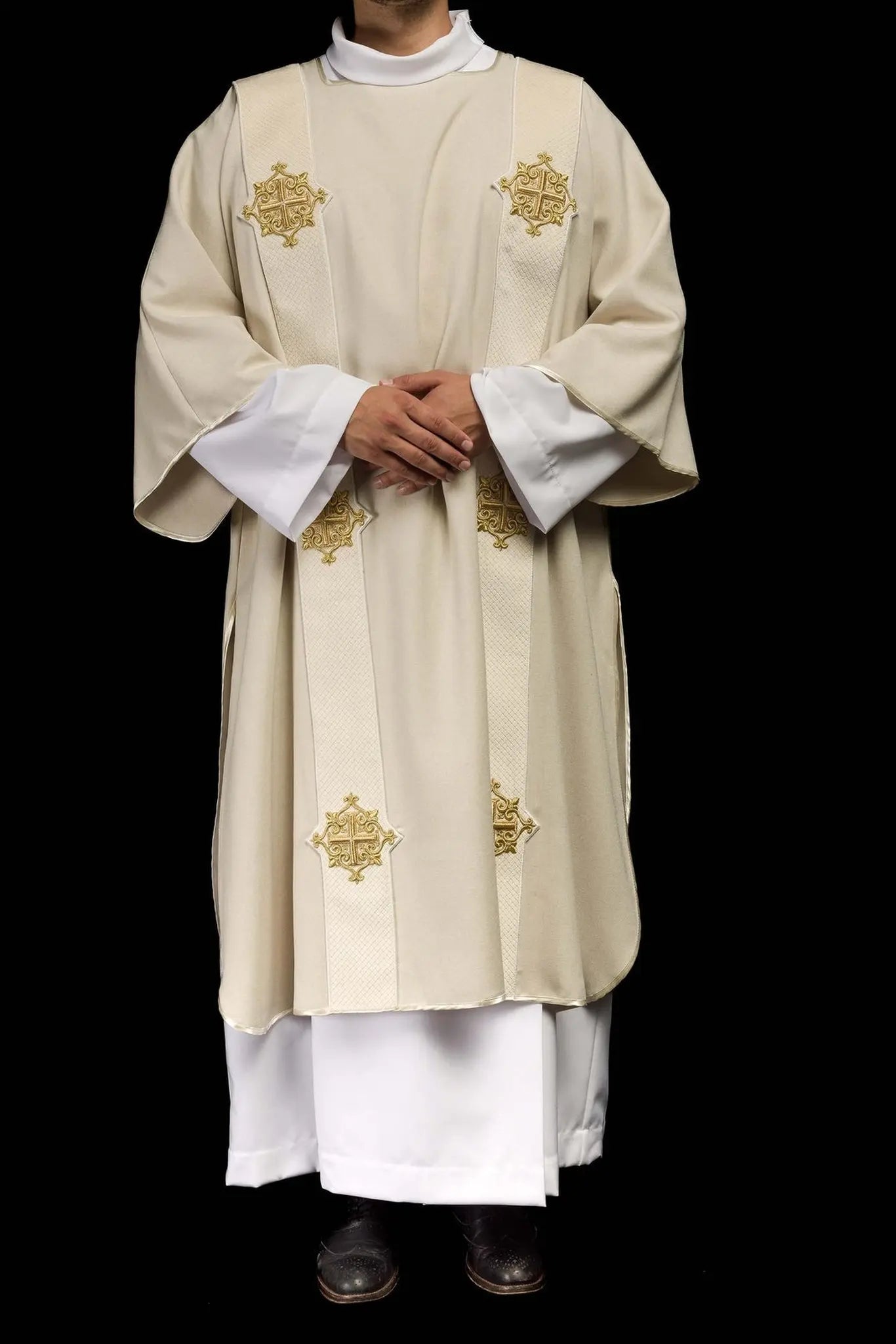 Ecru Dalmatic with Velvet Bands and Cross Symbols