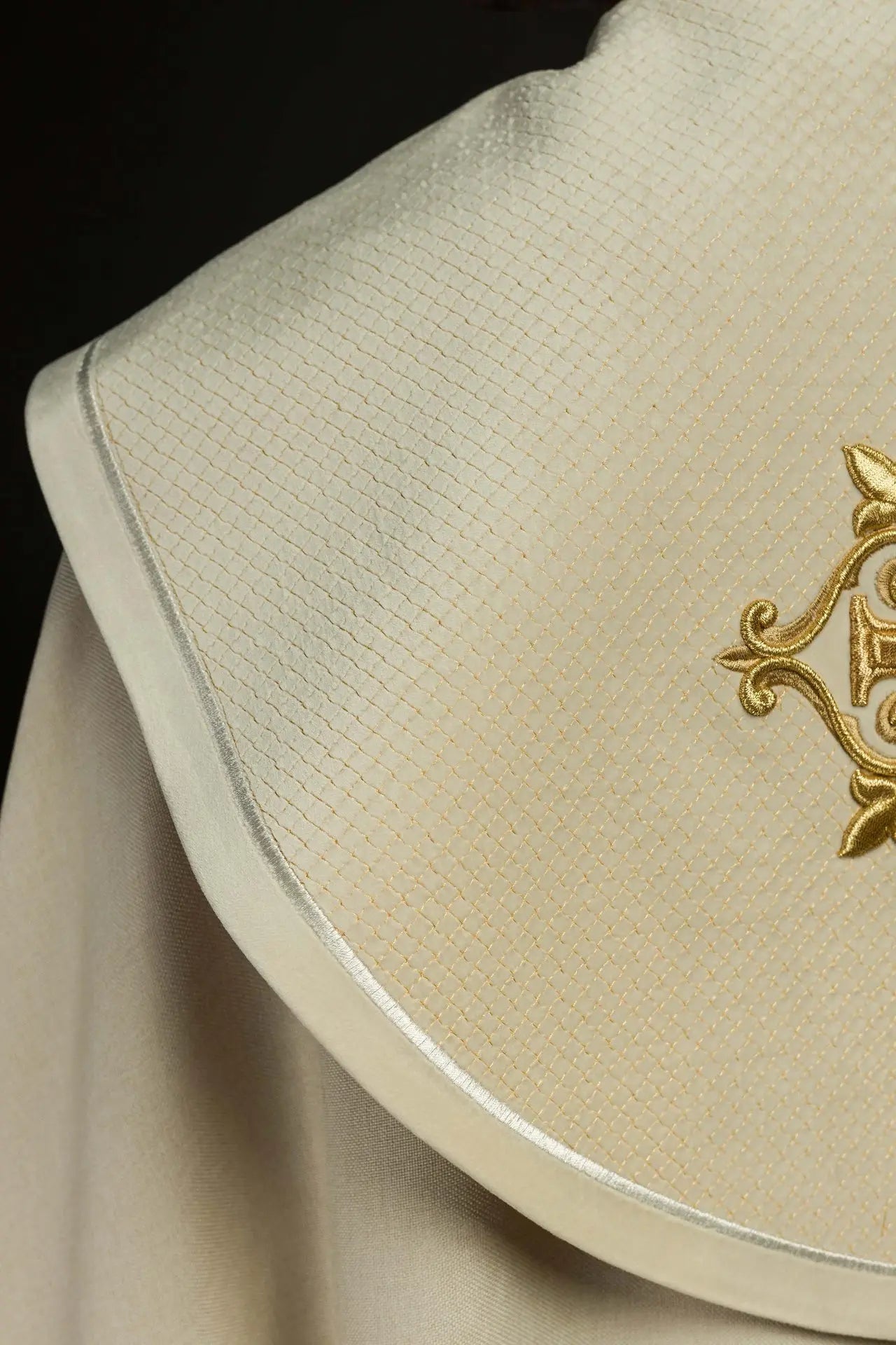 Liturgical Cope with Ecru Velvet Band and Cross Embroidery