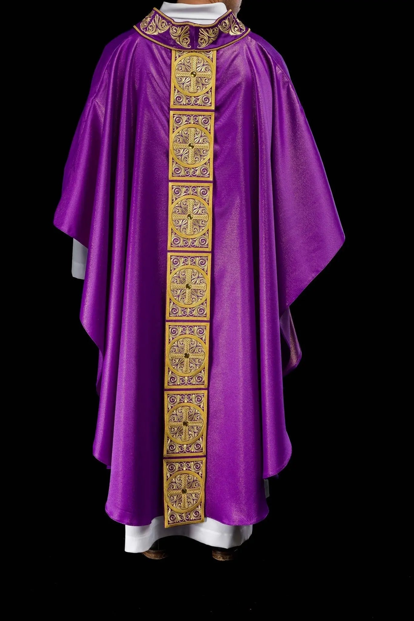 Purple Chasuble with Rich Embroidery and Decorative Stones