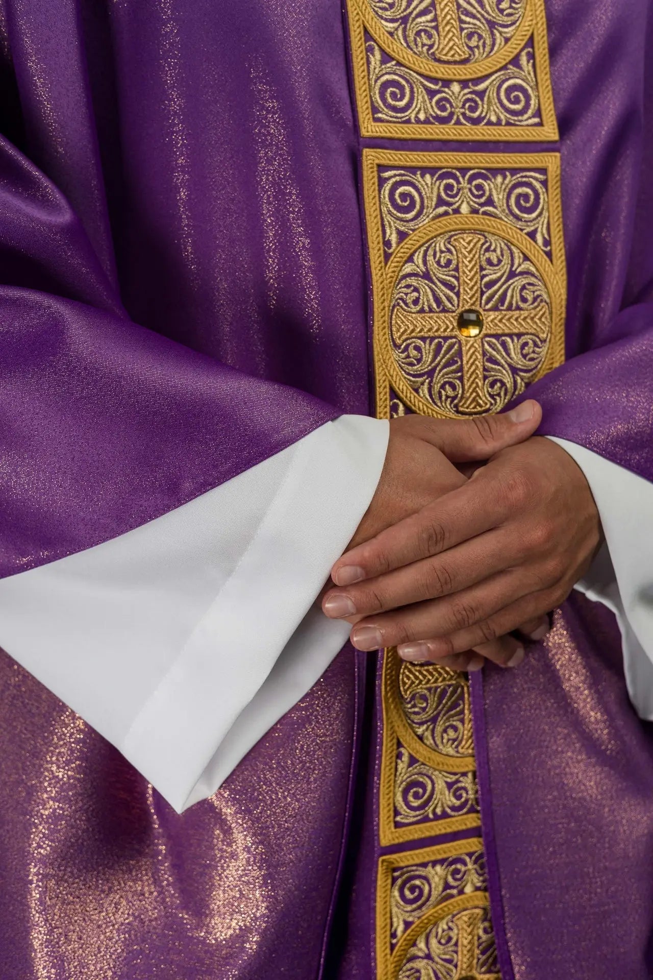 Purple Chasuble with Rich Embroidery and Decorative Stones