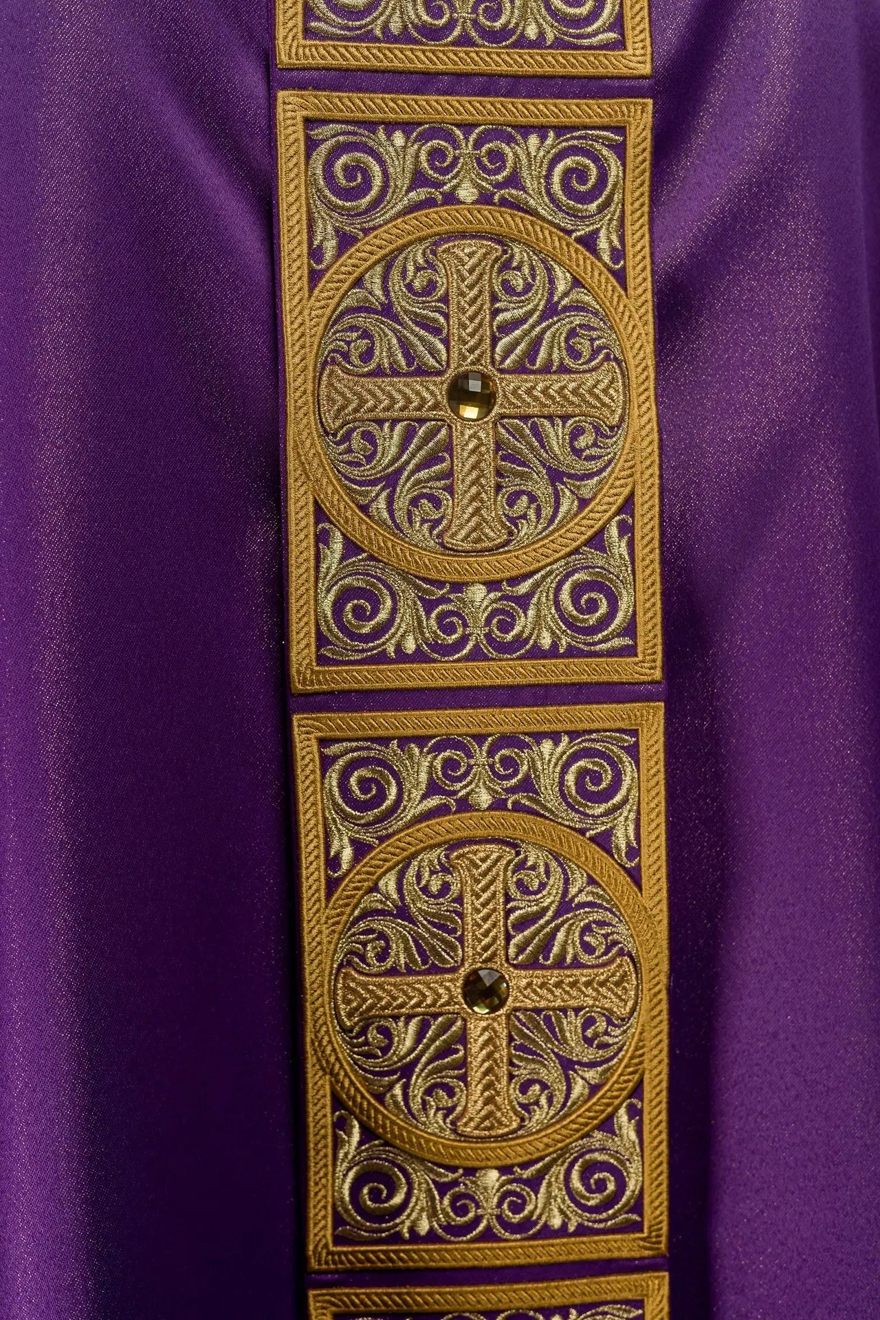 Purple Chasuble with Rich Embroidery and Decorative Stones