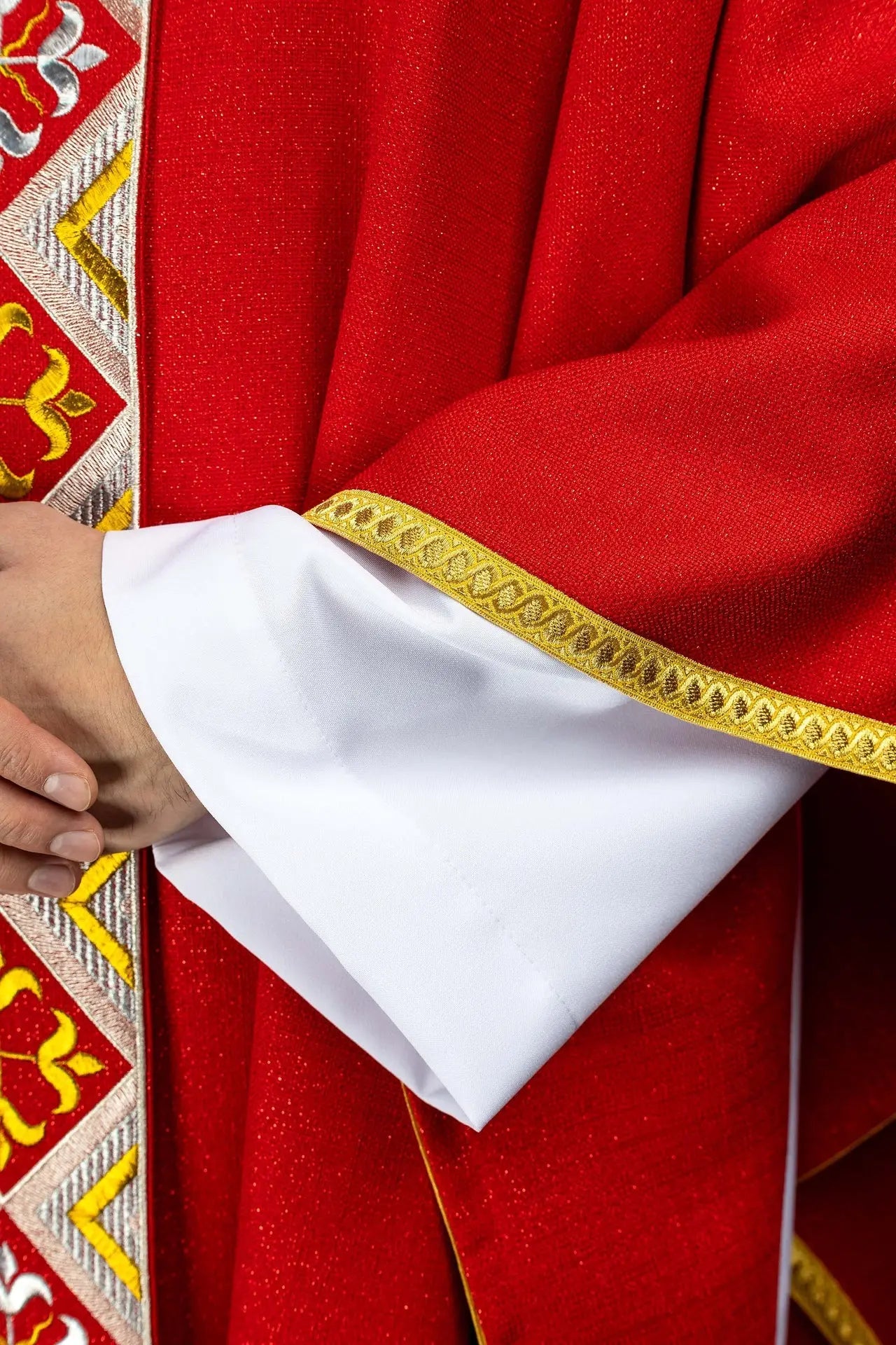 Red Chasuble Set with Embroidered Orphrey