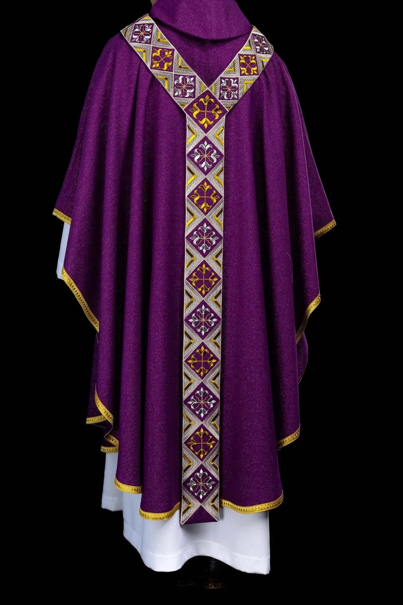 Purple Chasuble Set with Embroidered Orphrey