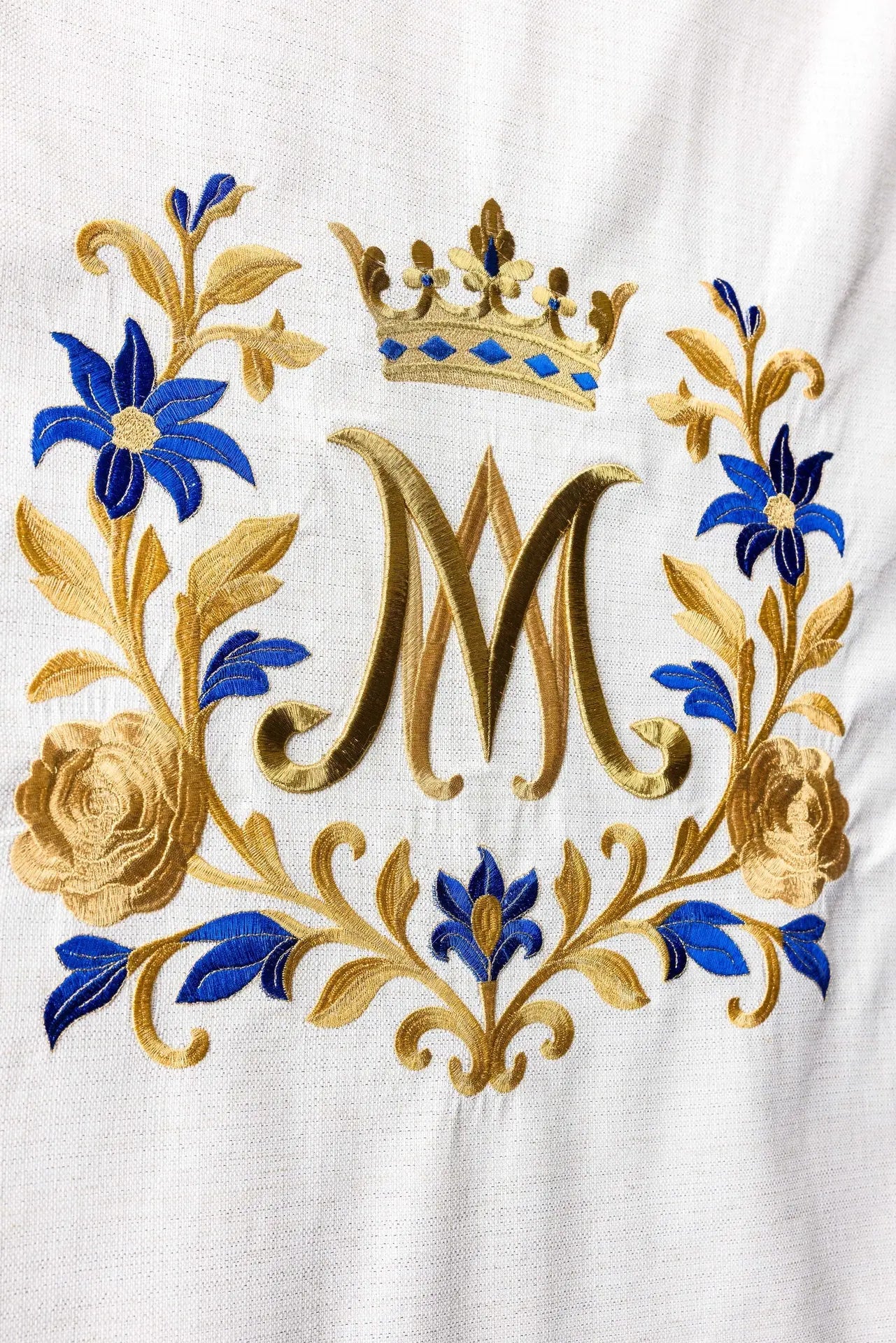 Marian Lectern Cover with Embroidered Crowned Monogram